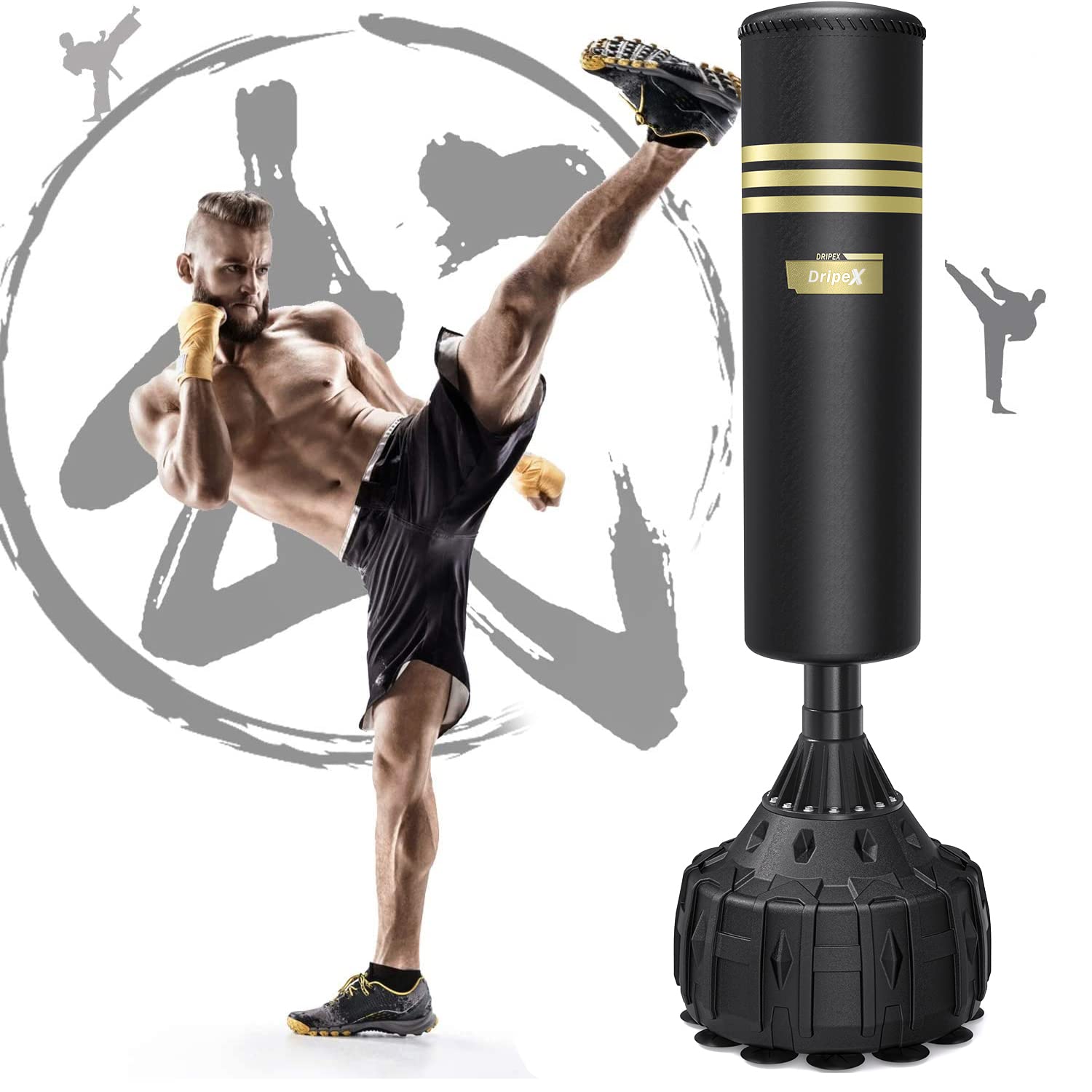 Dripex Sac de Frappe Boxe 165 cm Adulte sur Pied Lourd Autoportant