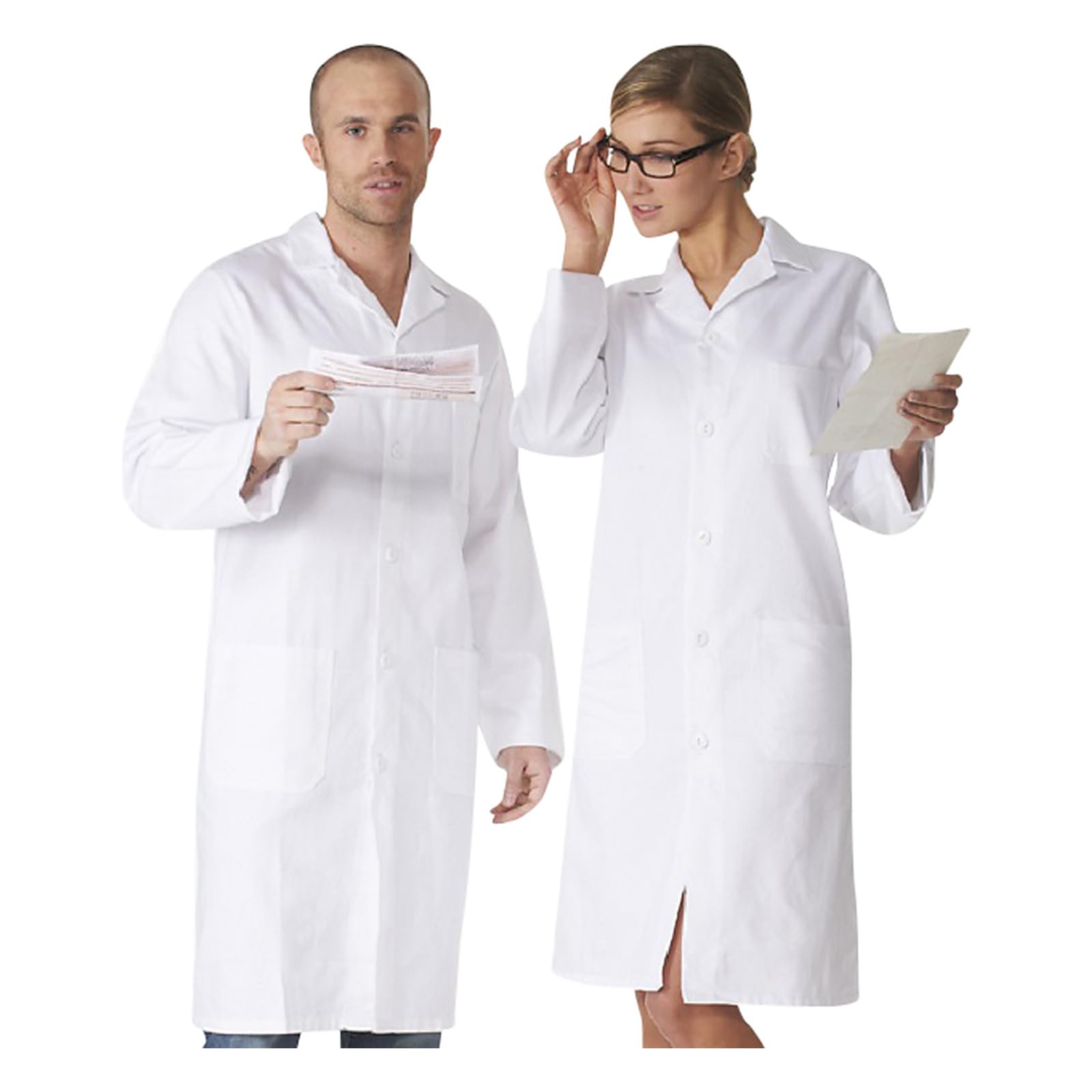 KODAMA Blouse Blanche Chimie Lycée Collège 100% Coton Adulte Unisexe | Blouse de laboratoire et blouse médicale homme femme, manches longues, 4 poches, boutons pression, sergé, marque française