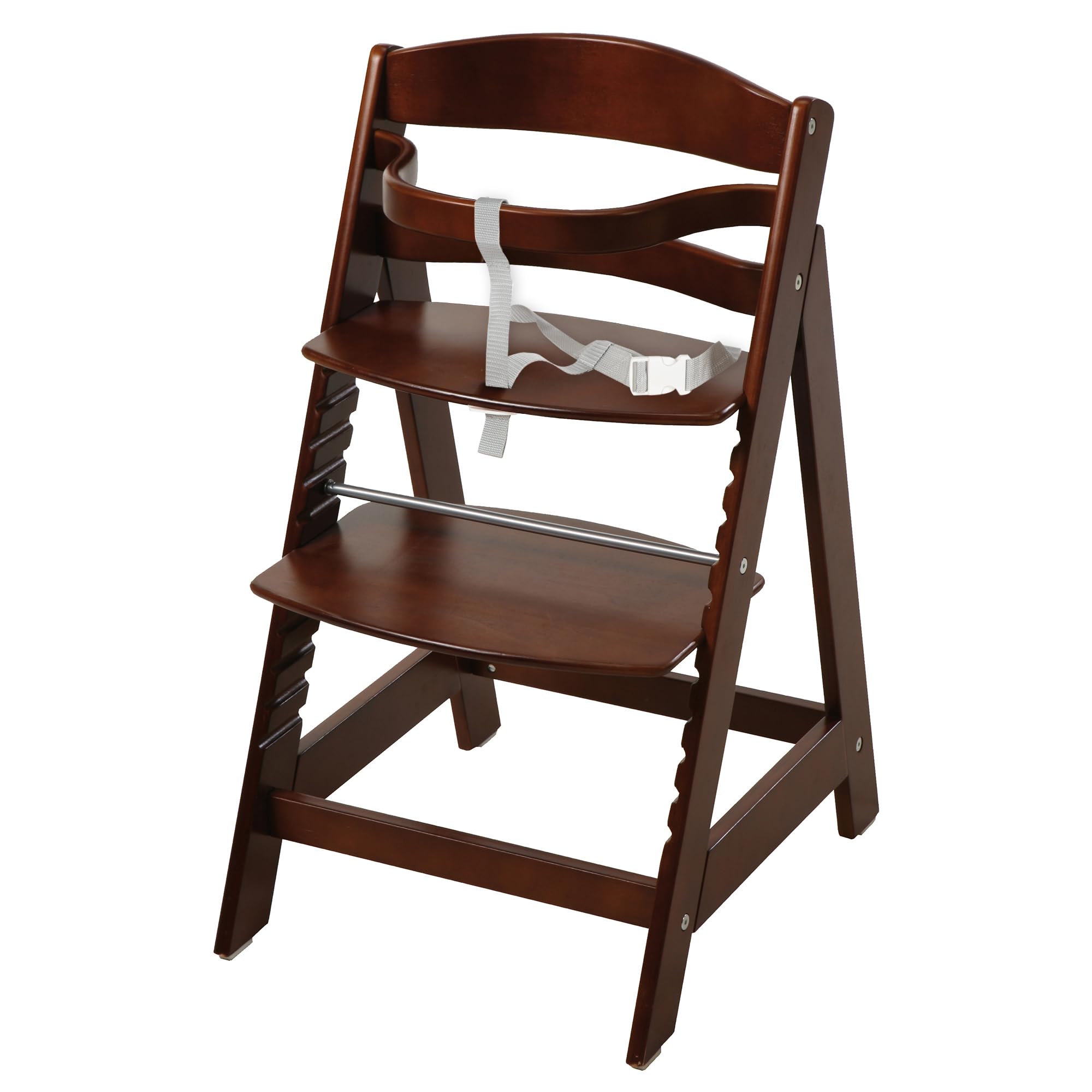 roba Chaise Haute Évolutive en Bois Teinté Brun Sit Up III - Hauteur Réglable - de 6 Mois jusqu'à 70 kg - Chaise Bébé Résistante avec Barre de Sécurité