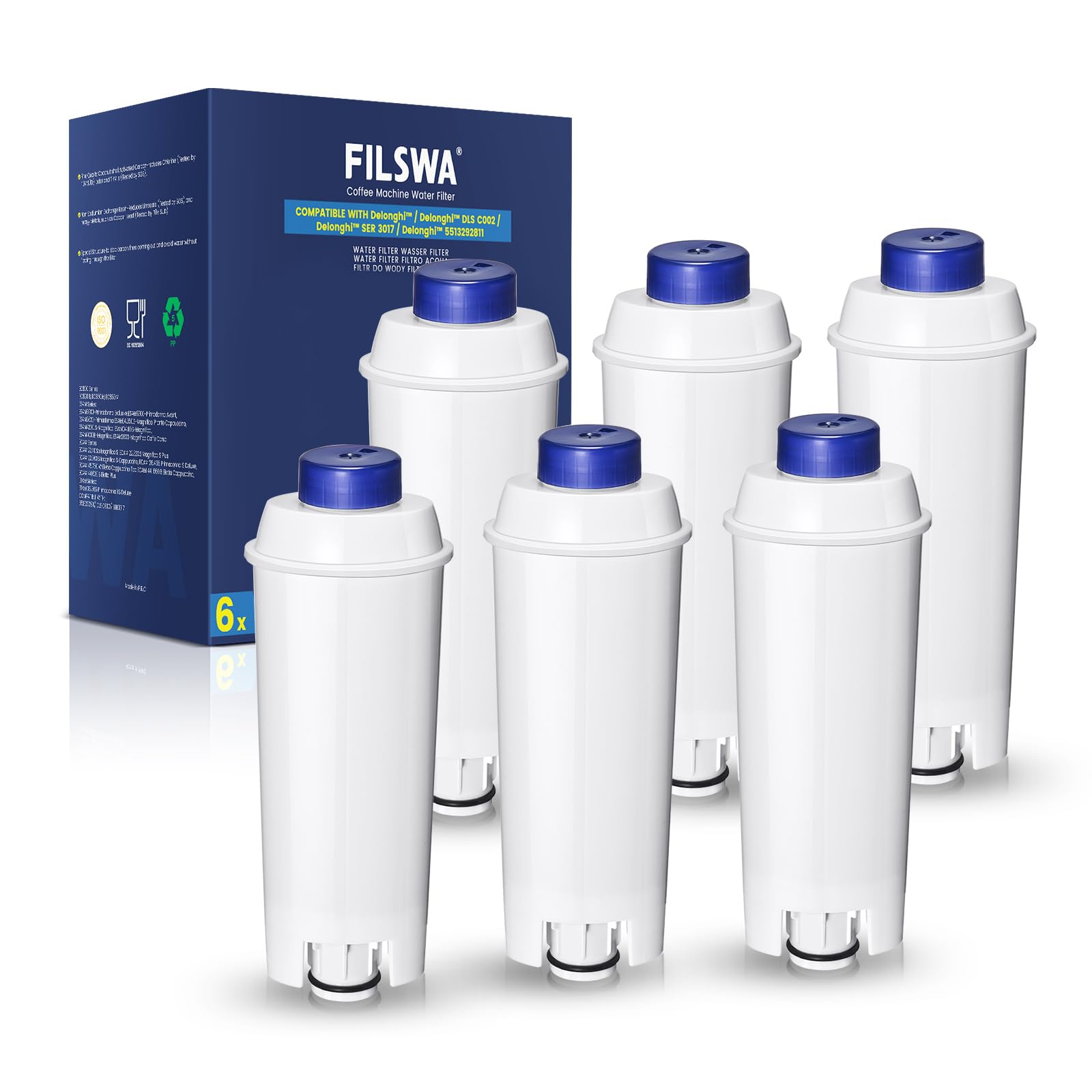 Adoucisseur De Filtre À Eau Compatible Avec Machines À Café Delonghi ECAM | Compatible Avec Dinamica, Magnifica S, Rivelia, ETAM, Authentica, ESAM, DLSC002, Filtre Pour Machine À Café Delonghi
