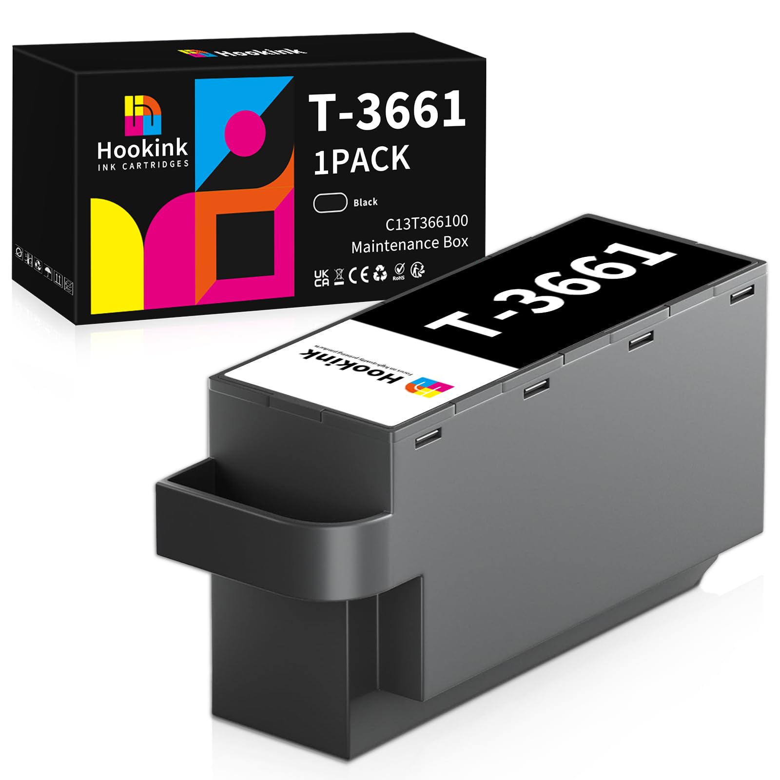 Hookink T3661 C13t366100 Boîte de Maintenance (Lot de 1) | Compatible avec Epson XP-6000 XP-6100 XP-8600 XP-8605 XP-6005 XP-15000 XP-8500 XP-8700 XP-970 XP-6105