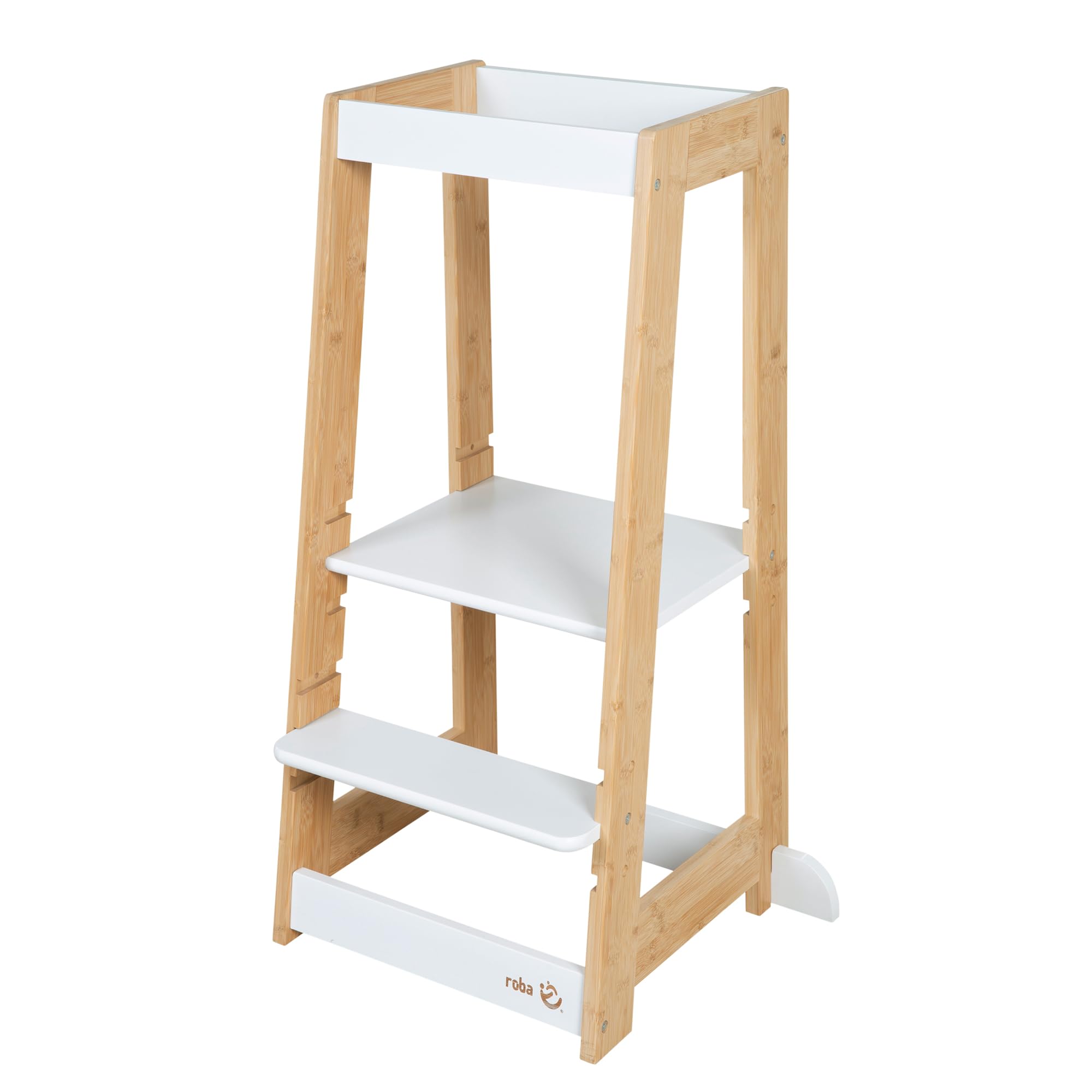 roba Tour d'apprentissage en Bois - Bicolore - Tabouret Sécurisé pour Enfants - Idéal comme Aide en Cuisine - Supporte jusqu'à 80 kg - Bambou Certifié FSC®