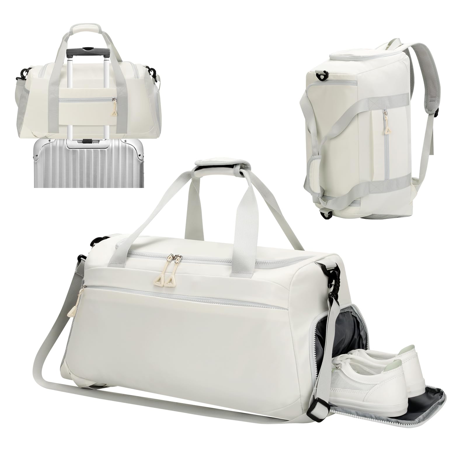 AiQInu 35L Sac de Sport Femme, 3-en-1 Sac Sport Homme, Imperméable Compartiments Multiples, Sacs de Voyage avec Compartiments Chaussures et Humide, Polyvalent pour Gym, Voyage, Week-End