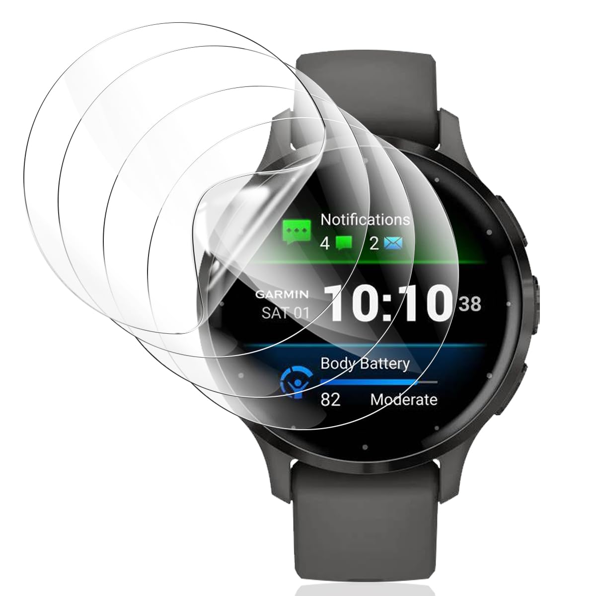 Gelaasso 4 Pièces Protection Écran pour Garmin Venu 3s | HD transparent, Anti-poussière, Sans bulles, Auto-cicatrisant, Anti-Rayures, couverture complète Film TPU Flexible