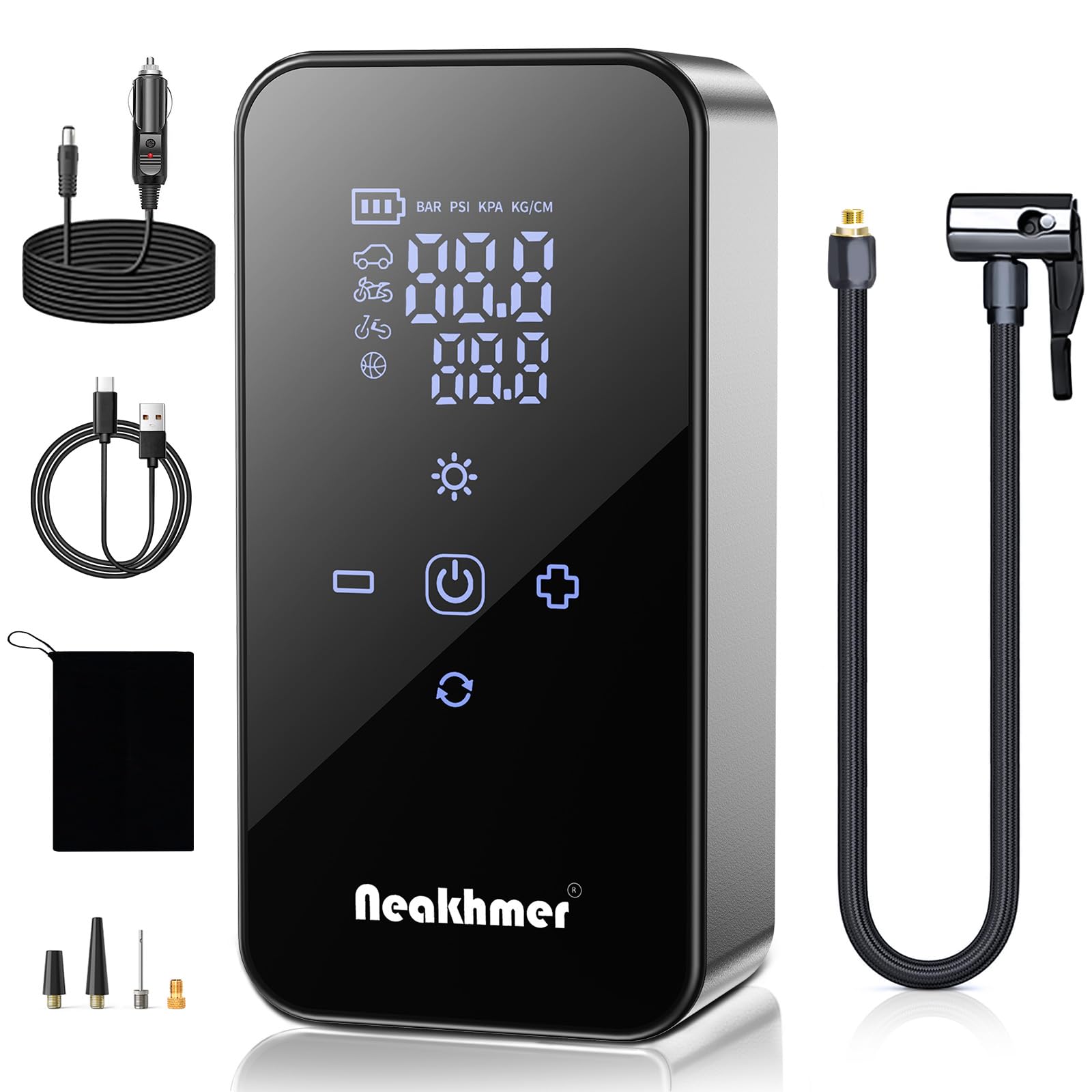 Gonfleur Pneus Voiture Compresseur Air: 150PSI Compresseur à Air Portatifr | Mini Pompe a Velo Electrique 12V avec Manomètre de Pression pour Voiture, Moto, Sans Fil et Facile à Utilise