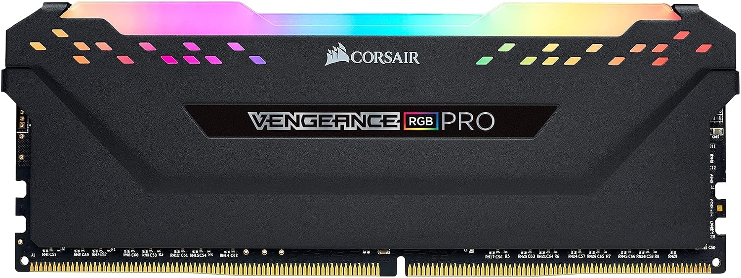 Corsair Vengeance RGB Pro DDR4 RAM 8Go (1x8Go) DDR4 Jusqu'à 3200MHz (PC4-25600) C16 optimisé pour AMD Ryzen – Noir (CMW8GX4M1Z3200C16)