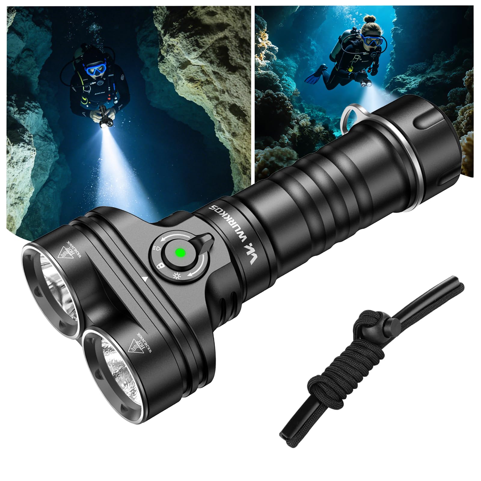 Wurkkos DL05 Lampe de plongée 6000 LM,étanche IPX8 100m rechargeable Type-C | torche LED subaquatique 14h autonomie, lampe tactique portable pour plongée tuba/nocturne