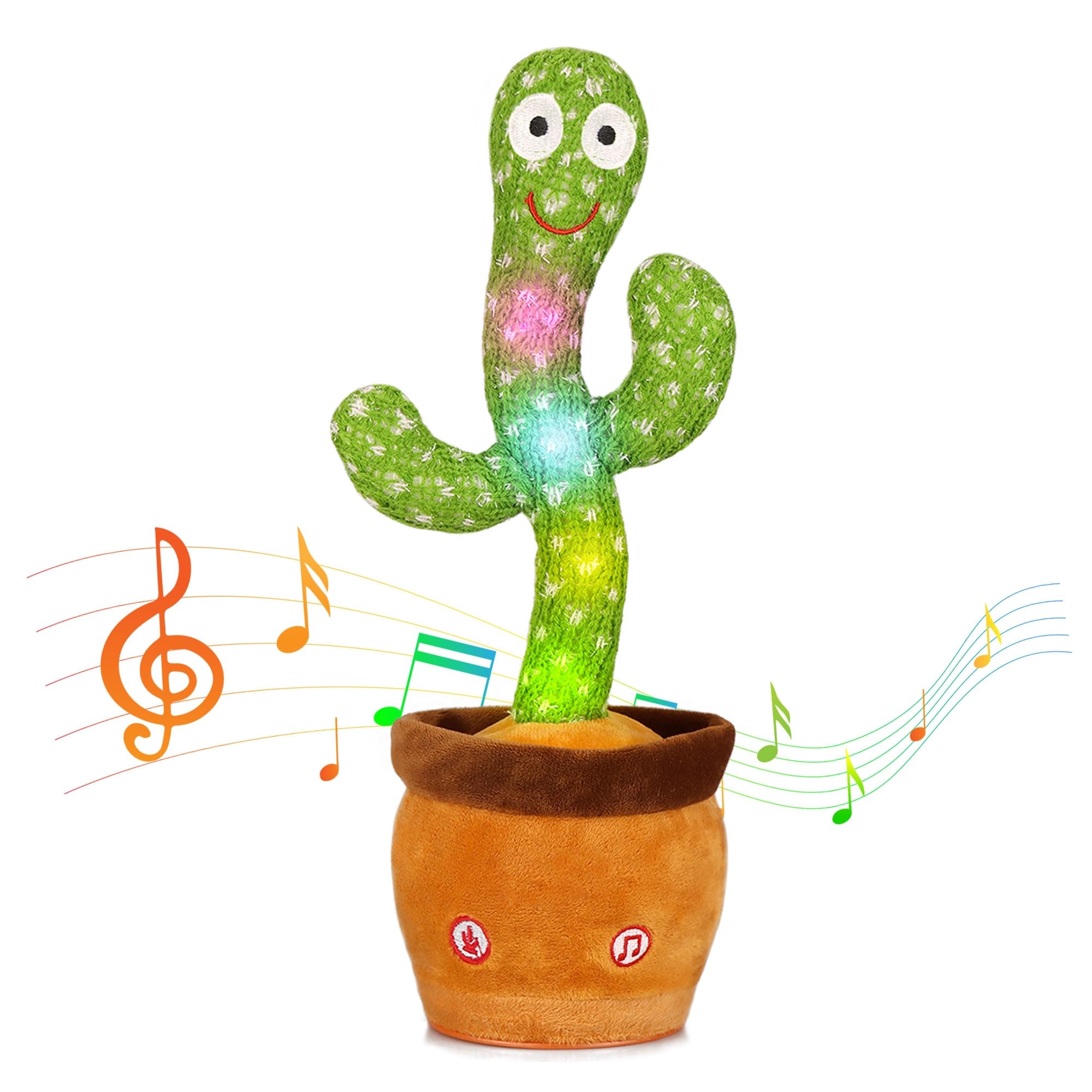 Cactus Qui Danse Et Répète, Cactus Qui Parle avec LED Volume Réglable | Intégré 120 Chansons, Chantant Parlant Fonction Enregistrement , Interactif Et Éducatif, Cadeaux pour Enfants Et Décoration