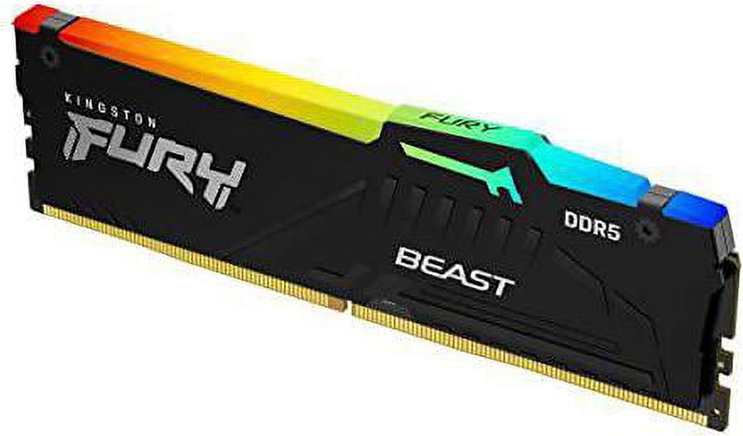 Kingston FURY Beast Noir RGB 16Go 6000MT/s DDR5 CL40 DIMM Mémoire pour PC de Gamer Module Simple Intel XMP - KF560C40BBA-16