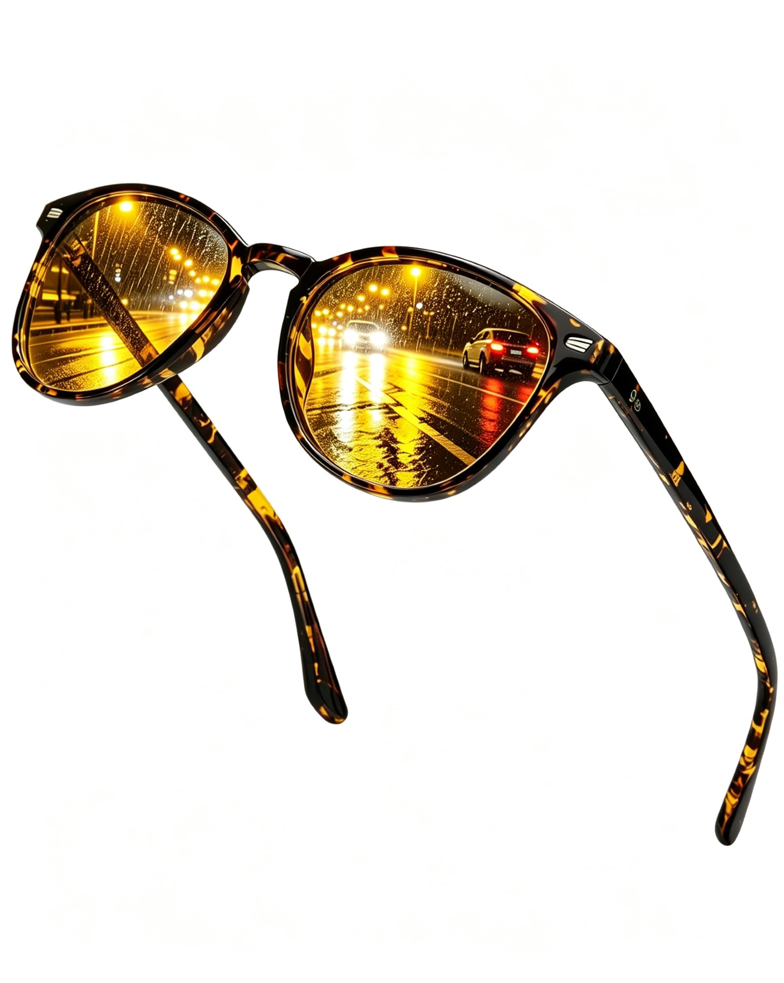 Myiaur Lunettes de Conduite de Nuit Femme Verres Jaunes Anti-Éblouissement | Monture Légère et Tendance,Idéal pour la Conduite,Pluie et Brouillard