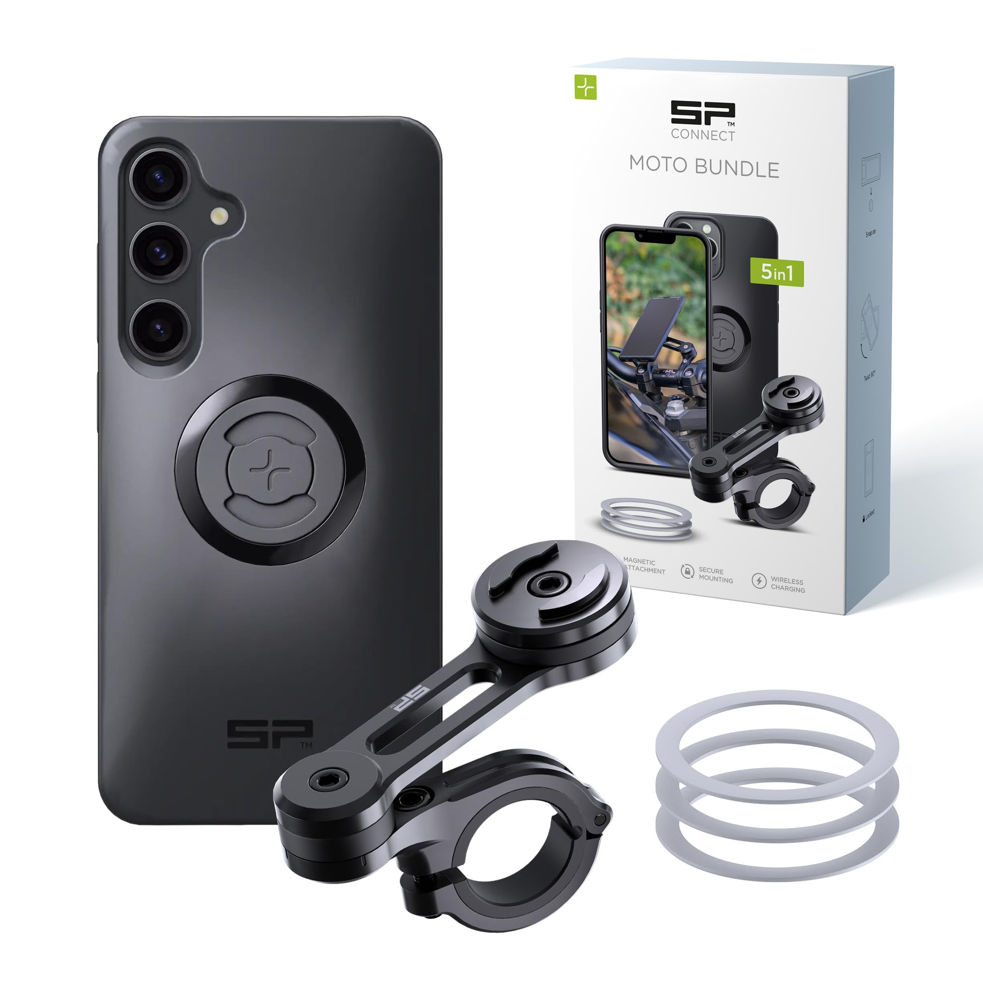 SP CONNECT Moto Bundle | SPC+ | Compatible avec Moto Bundle Samsung S24+ | Support de téléphone portable pour moto, vélo, cyclomoteur, scooter | Support gadget pour GPS
