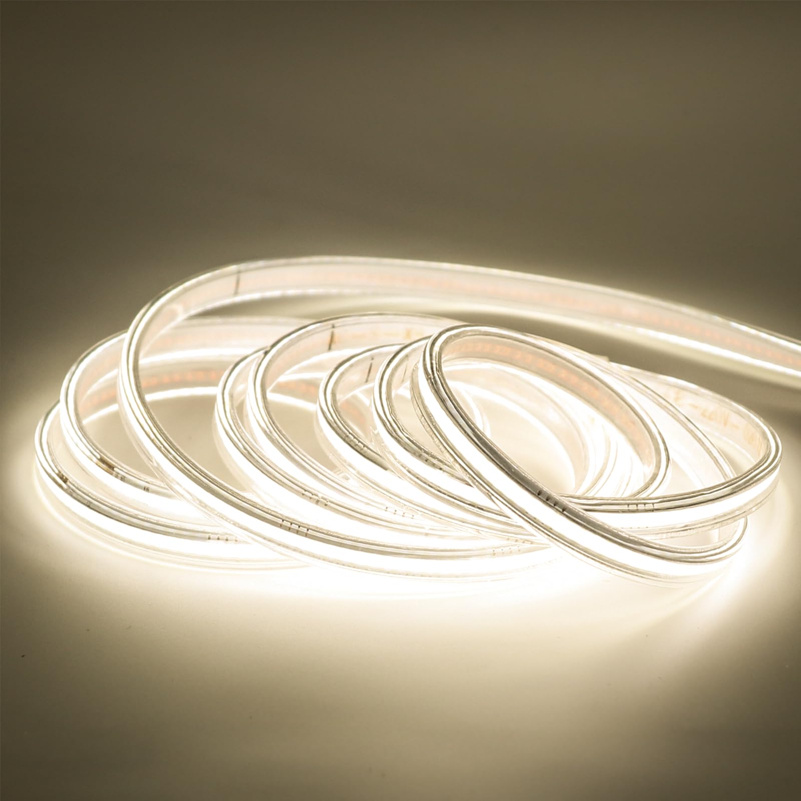 Bande LED COB Puissante 220V 5M sans Transformateur 4000K 25CM Coupable | 5 Metres LED Ruban , 4000K Blanc LED Strip Light , Imperméable IP67 Bandeau LED , White LED Strips Lighting