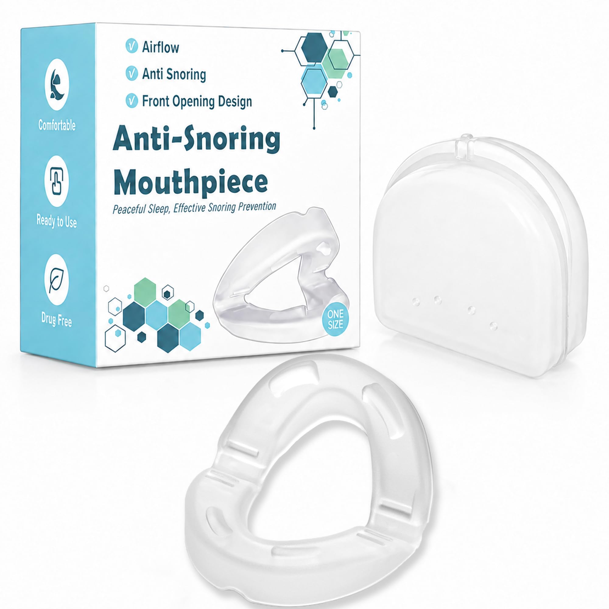Orthese Anti Ronflement Efficace Puissant - 180° Ouverture Frontale | Gouttiere Anti Ronflement Doux et Confortable, Prêt à l’emploi, Réutilisable,Dispositif Anti Ronflement pour Hommes et Femmes