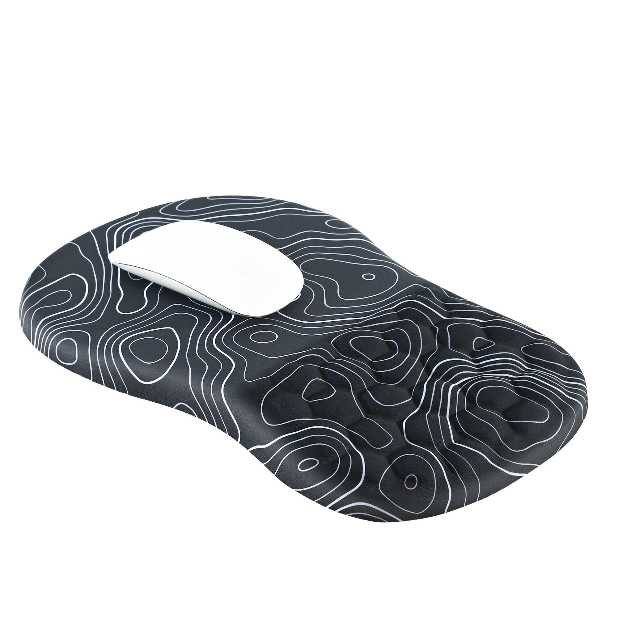 EooCoo Tapis de Souris XXL Gaming, Tapis Souris Bureau, Carte Topo Noir | Repose-poignet Ergonomique à Bosses Massantes, Soulage Douleurs, Surface Agréable, Glisse Fluide, Compatible Toutes Souris