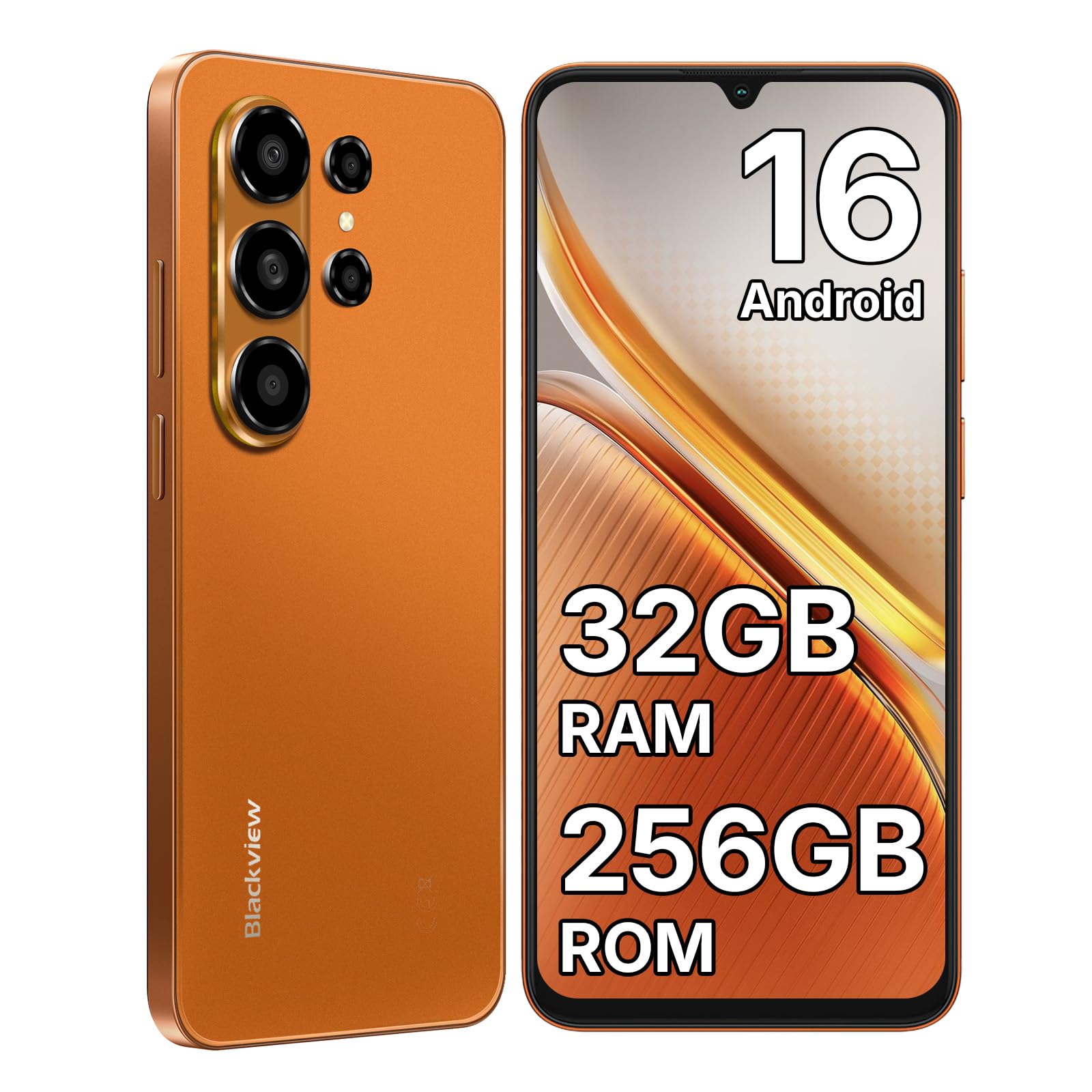 Blackview WAVE 10 Telephone Portable Android 16, 32GO+256GO, 6.88'' 120Hz | 32MP+13MP Smartphone, 5000mAh, 4G Dual SIM, Téléphone WiFi 5G, Face ID, Fingerprint, 3 Slot, 3.5mm Jack, GPS, OTG