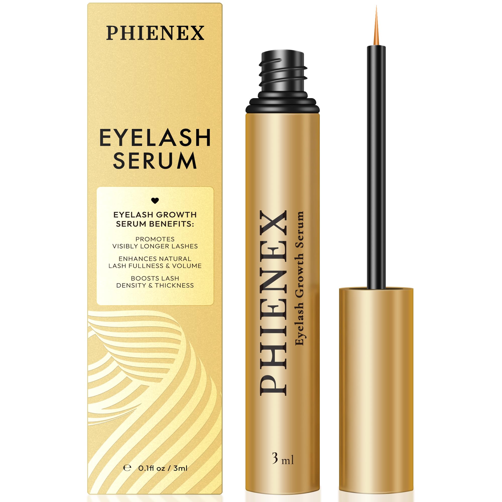 PHIENEX 2026 New Version Sérum pour des Cils, pour une croissance rapide et des cils plus longs et plus volumineux, avec Complexe de Peptides Botanique US DermaCraft Labs - 3ml (mental)