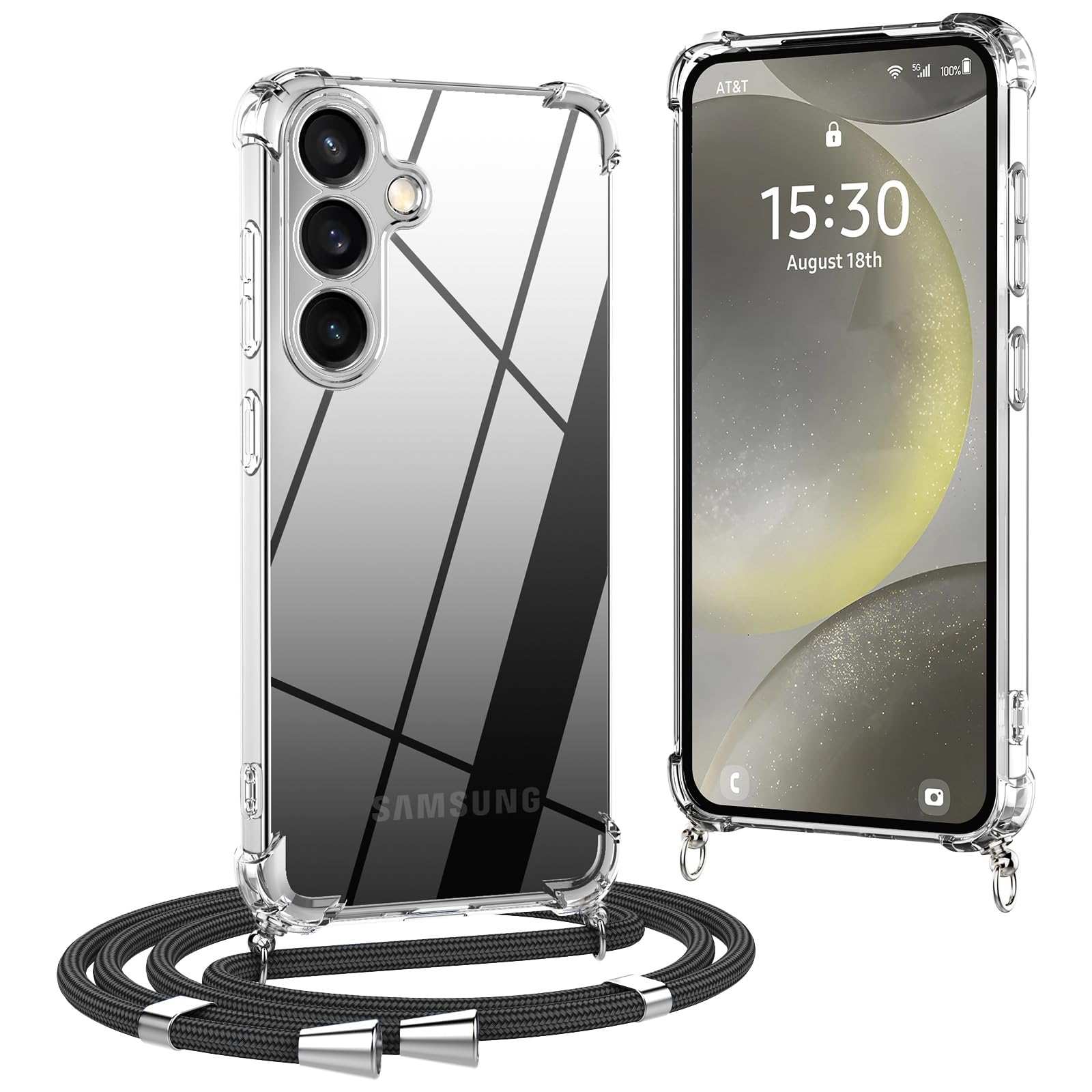 OLEPHY Coque avec Cordon pour Samsung Galaxy A55 5G 6,6', Noir | Soft TPU Case with Adjustable and Detachable Lanyard, [Shockproof] [Scratch-Resistant] Case with Neck Strap