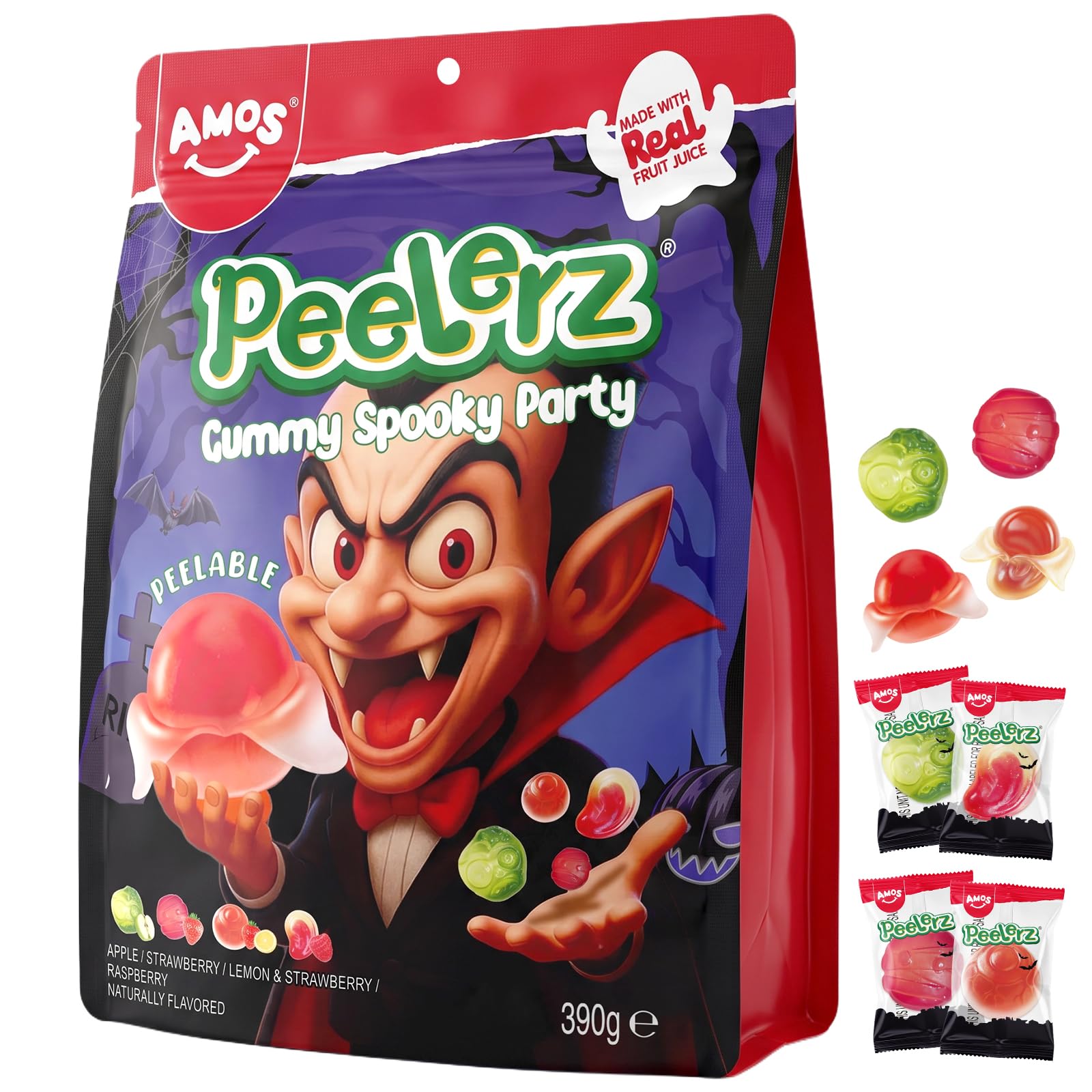 AMOS Peelerz Bonbons Gélifiés Abalables Spécial Halloween 390g