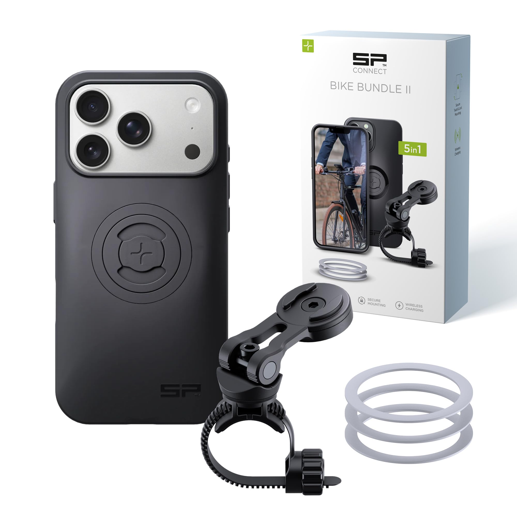 SP CONNECT Bike Bundle II | SPC+ | Compatible avec iPhone 17 Pro | Support de téléphone portable pour guidon de vélo | Support de téléphone pour VTT et vélo de route