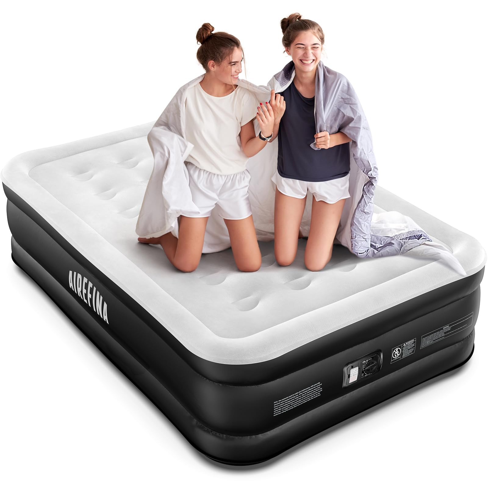 Airefina Matelas Gonflable 2 Personnes, Lit Gonflable avec Pompe Intégrée, Auto-gonflage Rapide en Trois Minutes, Matelas Gonflable pour Usage Domestique et Recevoir des Invités-137 x 190 x 46 cm