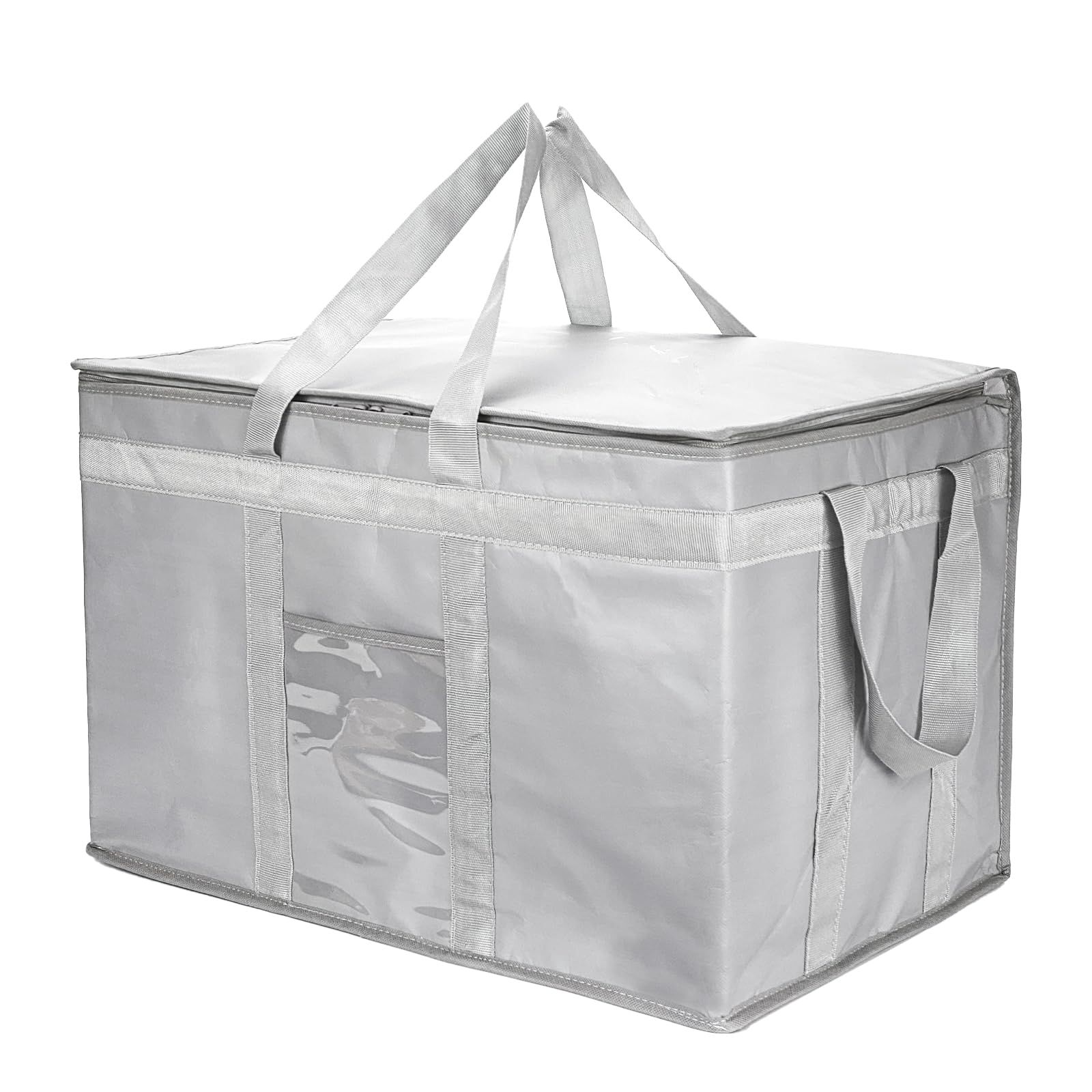 Yalin Grand sac isotherme XXXL en polystyrène pour garder les aliments chauds ou froids, sac réutilisable à double fermeture éclair pour les courses, 58,4 x 38,1 x 35,6 cm (l x H x P) (gris, 3XL (Pro
