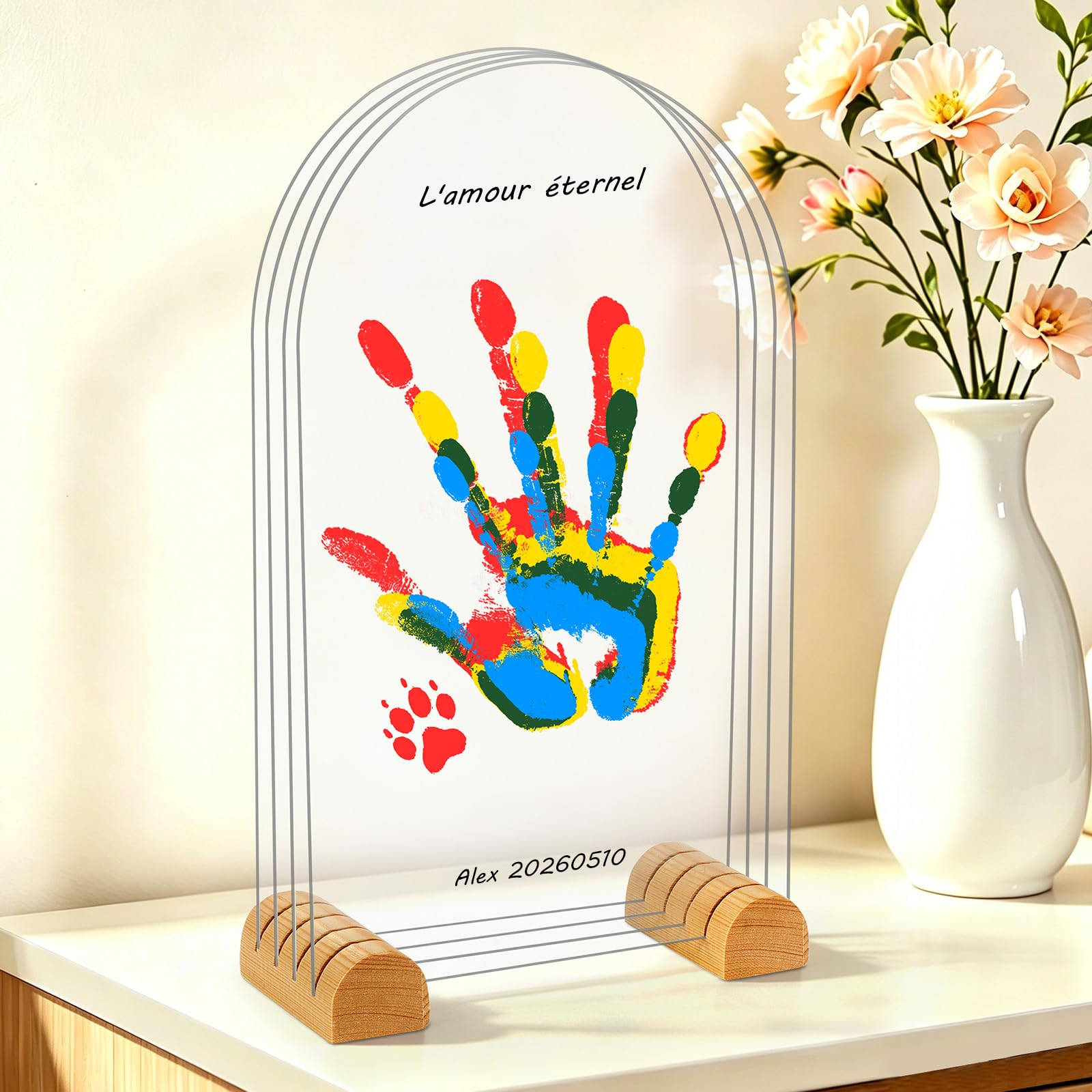 TOGOU2S Empreinte Main Famille pour 4, Kit Empreinte Bebe, Peinture Lavable | Kit empreinte famille, Cadeau Fete des Meres Fete des Peres Cadeau Naissance Fille Garçon Souvenirs de famille