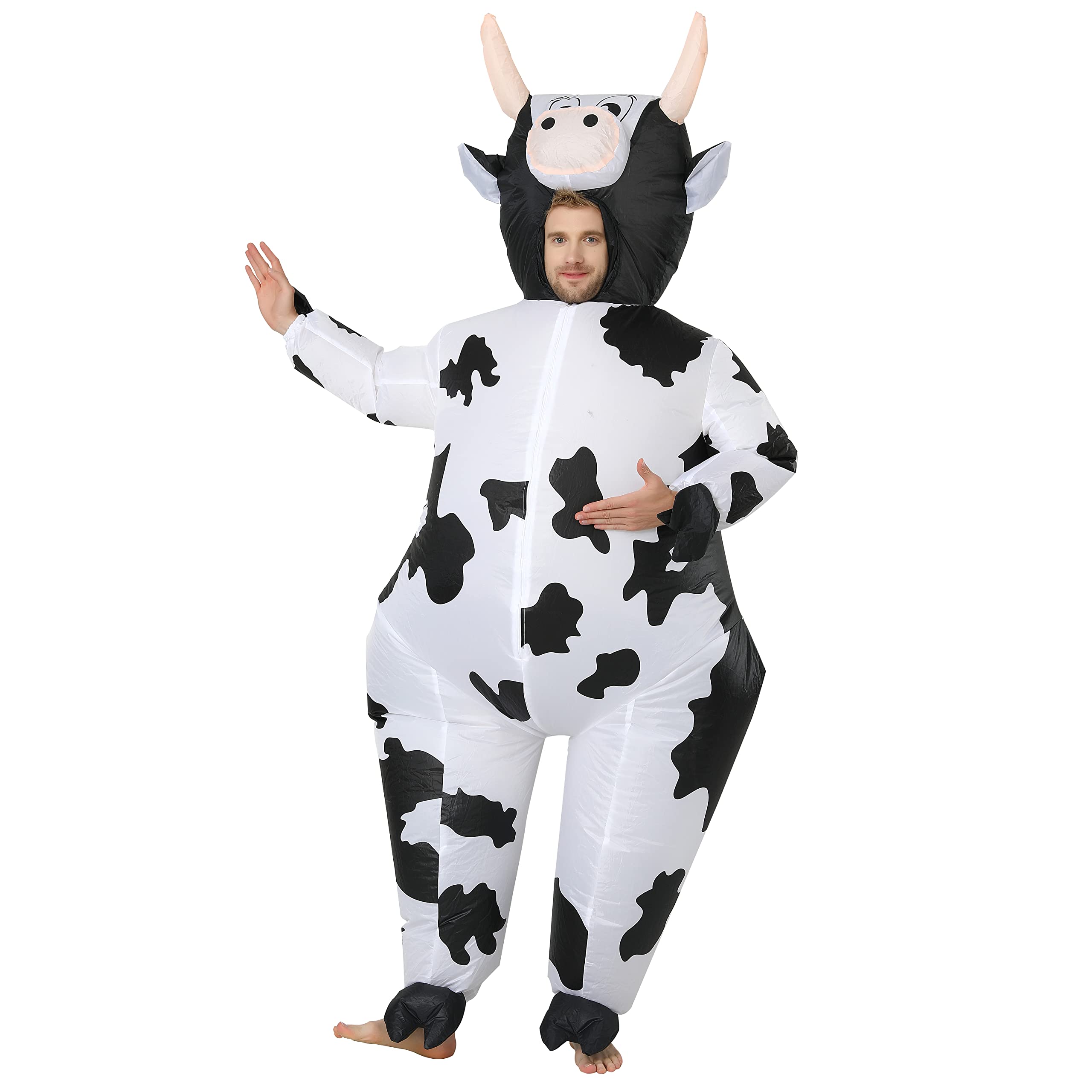 FXICH Costume Vache gonflable adulte/enfant, costume Vache unisexe, costume Vache monter, déguisement Vache amusant fantaisie pour Halloween, carnaval, mascarade (L:150-190cm/M:120-150 cm)