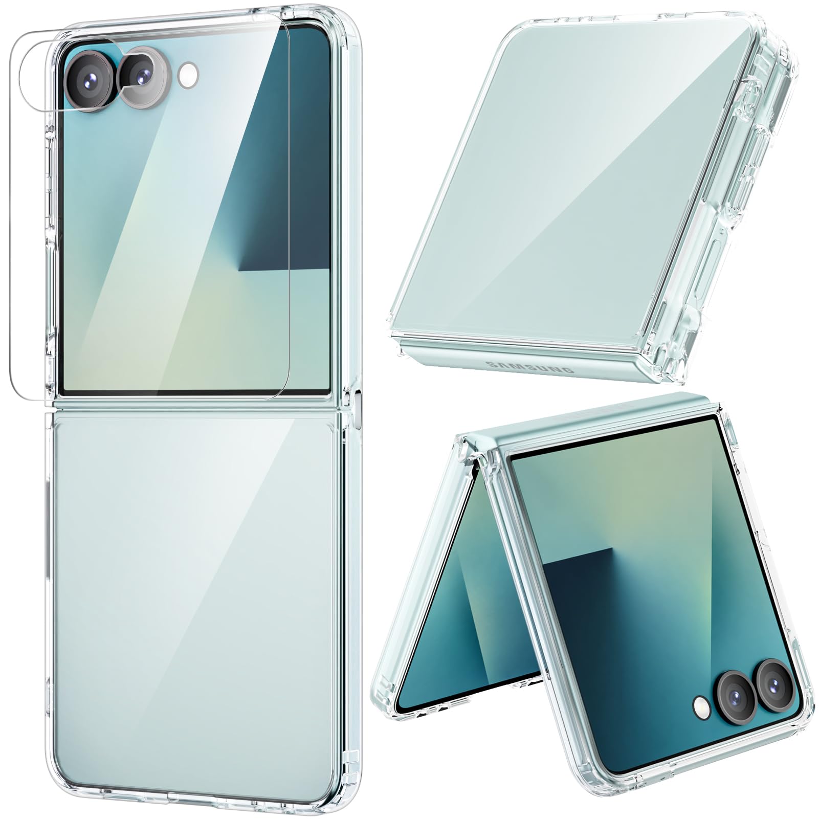 ORNARTO Coque pour Samsung Galaxy Z Flip 7 avec Verre Trempé - Transparente