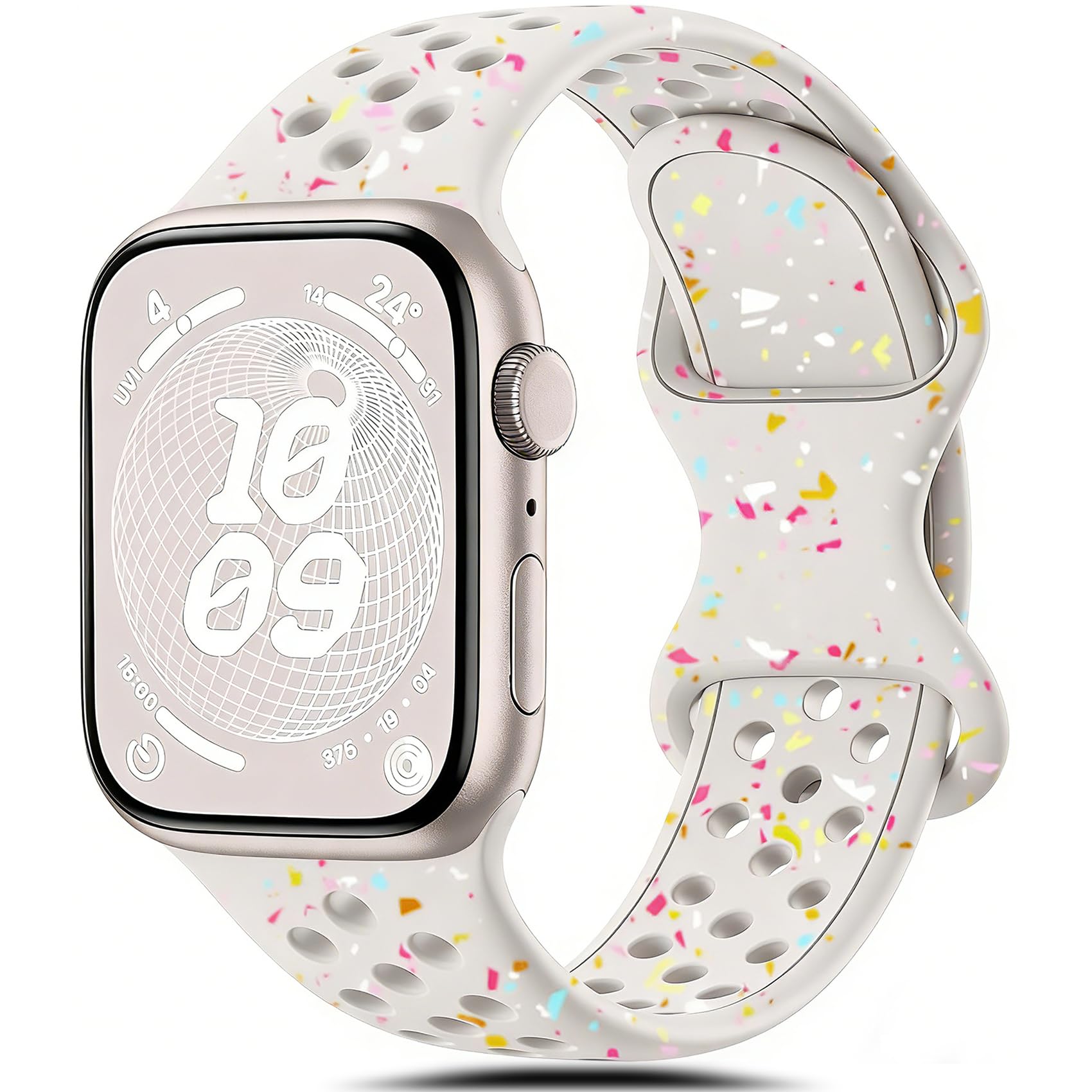 Sport Bracelet Compatible avec Apple Watch 40mm 38mm 41mm 42mm, Bracelet en Silicone Souple et Respirant pour iWatch Series 11 10 9 8 7 6 5 4 3 2 1 SE pour Femmes Hommes