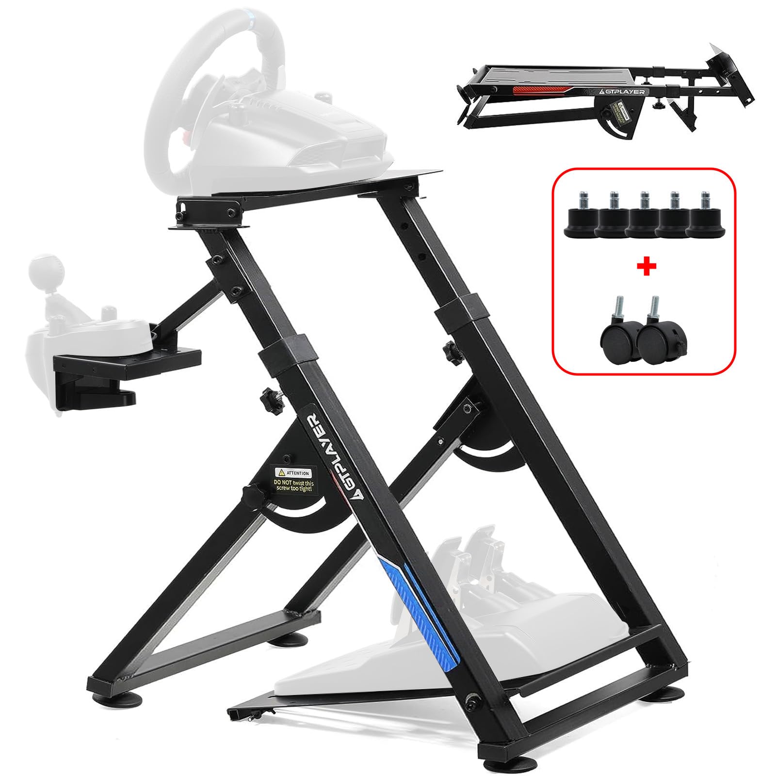 GTPLAYER Support Volant pour G923 G29 G920 T300RST500RS Volant Gaming Retour de Force & TH8A Levier de Vitesse V1 - Fanatec Clubsport PS4 - Inclinable