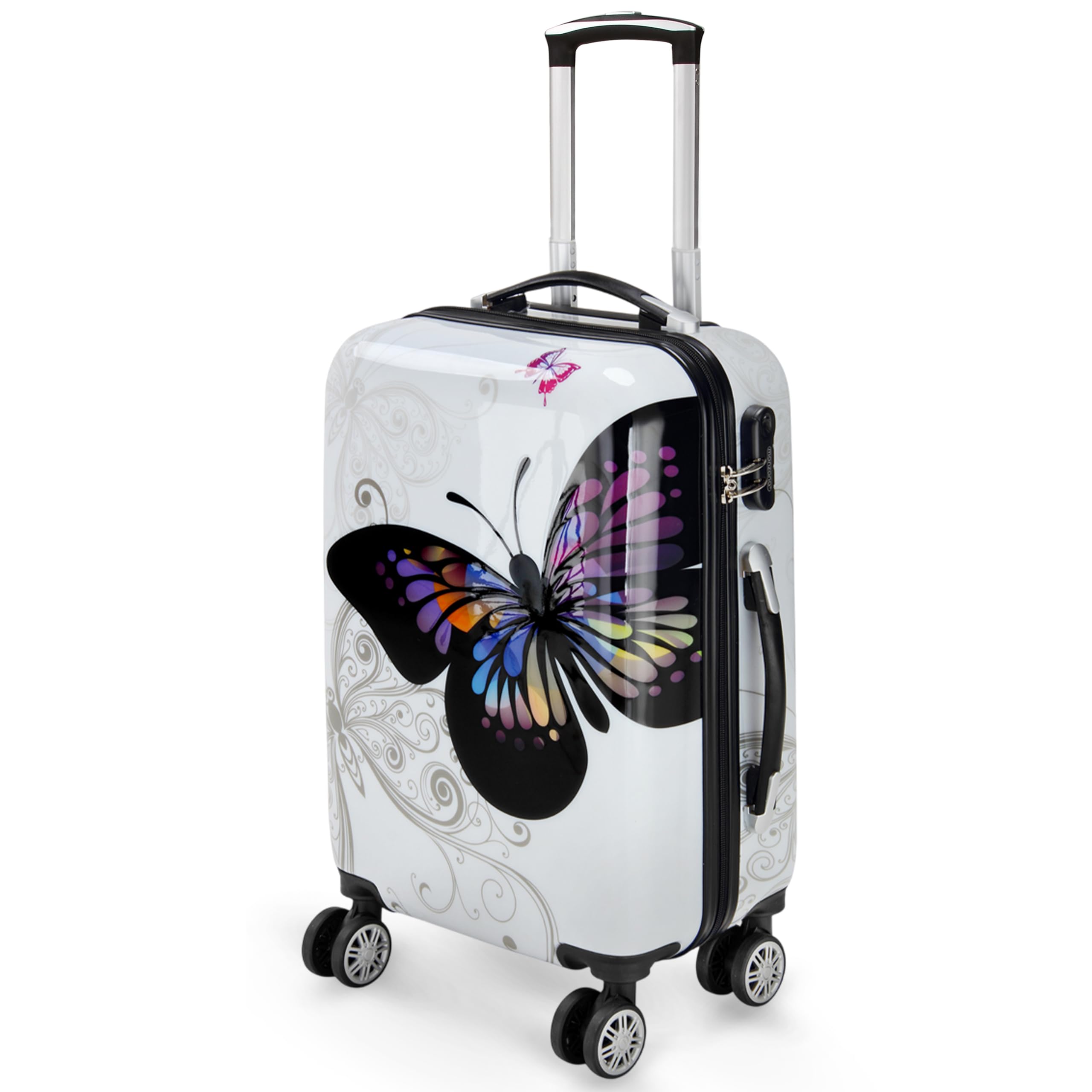 Monzana® Valise de Voyage Butterfly Taille M Valise Rigide Trolley Valise ABS revêtement PC avec Cadenas à Combinaison
