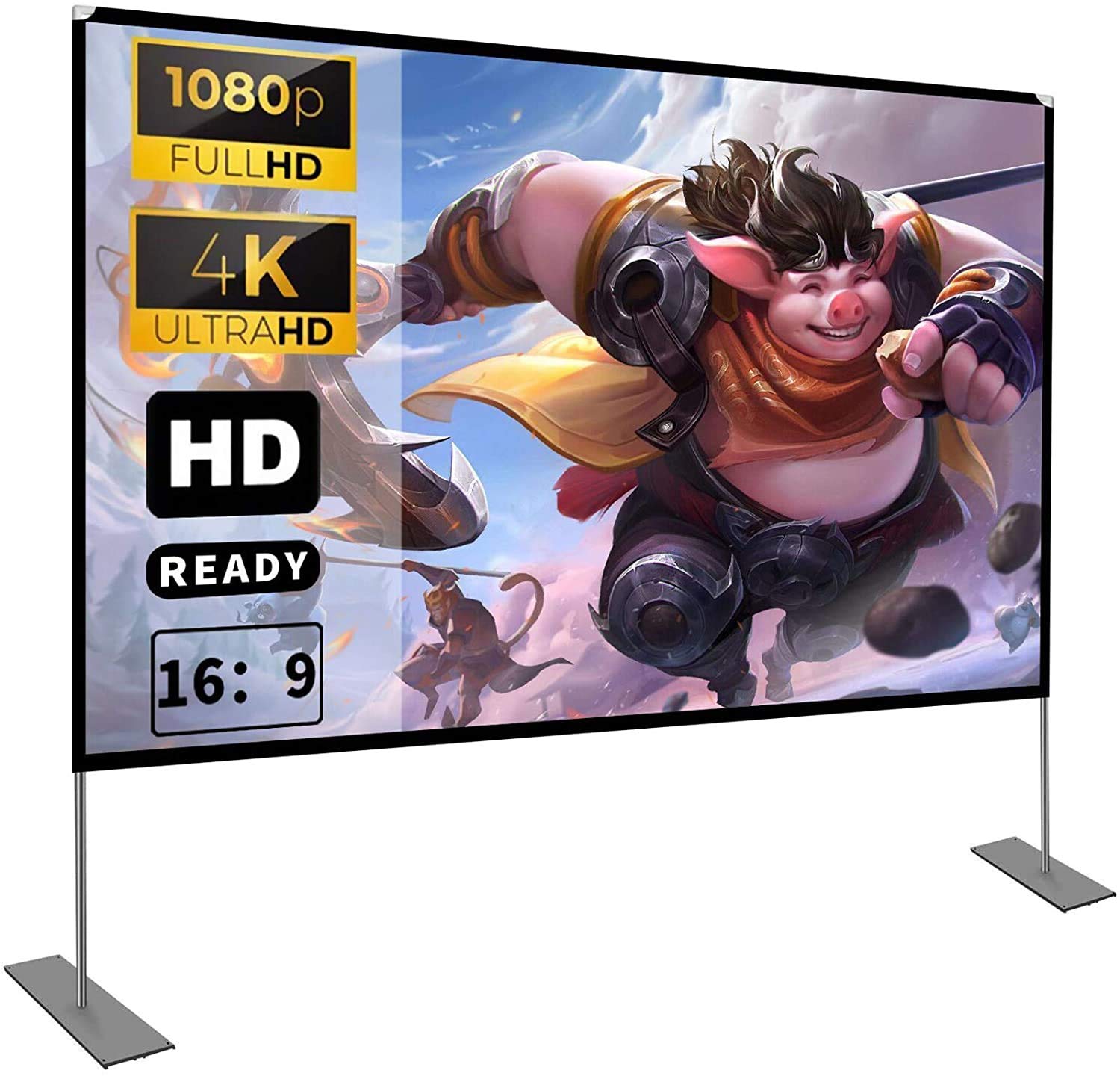 Écran de Projection 100 Pouces 4K HD 16: 9 Ecran Projecteur Pliable Lavable Résistant Portable, Anti-Plis pour Vidéoprojecteurs, Projection Double Face pour Cinéma Maison/en Plein Air (100")