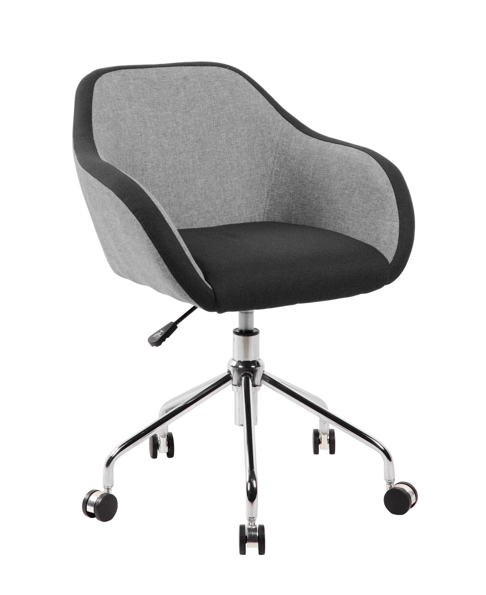 Dmora - Chaise à roulettes Mandurah, Fauteuil de bureau, Siège de bureau ergonomique, 56x58h77/84 cm, Gris et Noir