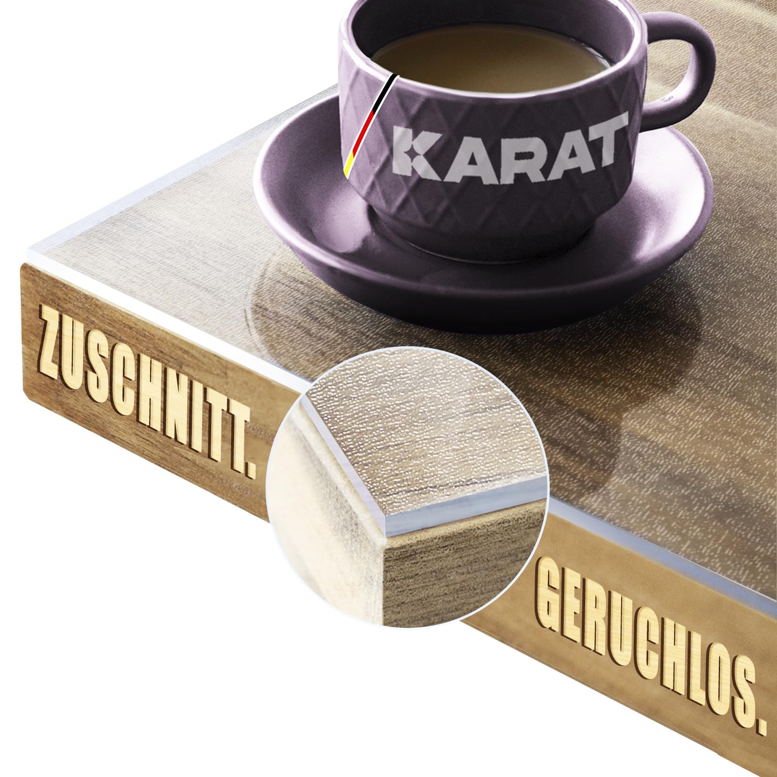 KARAT Film de protection de table transparent mat avec bord droit - Nappe sur mesure, Taille au choix - Film de protection mat - Protection de table (l : 105 × L : 220 cm)