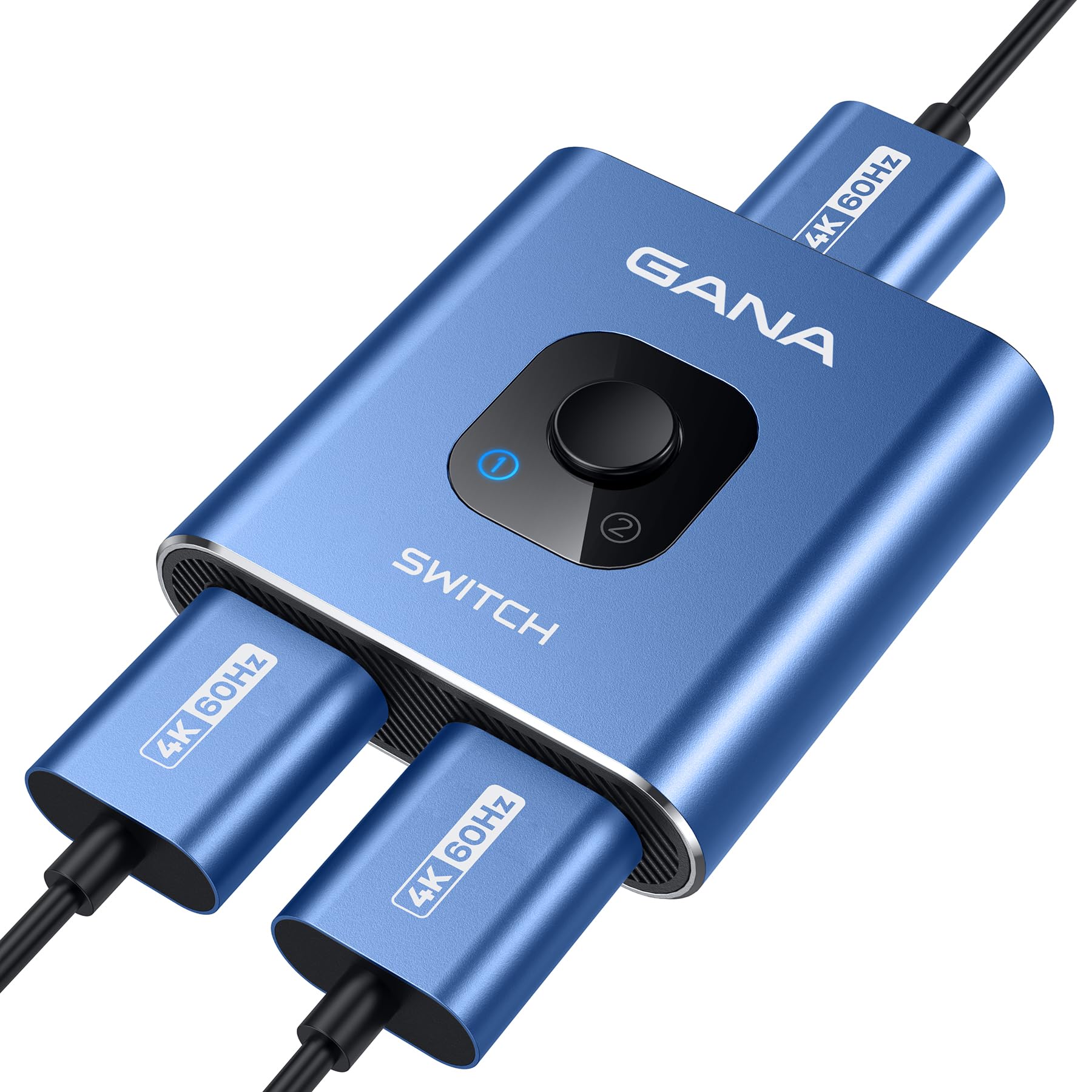 GANA Commutateur HDMI bidirectionnel 4K @ 60 Hz, en Aluminium 2 en 1 Sortie, hub HDMI Manuel Compatible avec Xbox PS5/4/3 Lecteur Blu-Ray Fire Stick Roku, Noir (Prend en Charge 1 écran à la Fois)