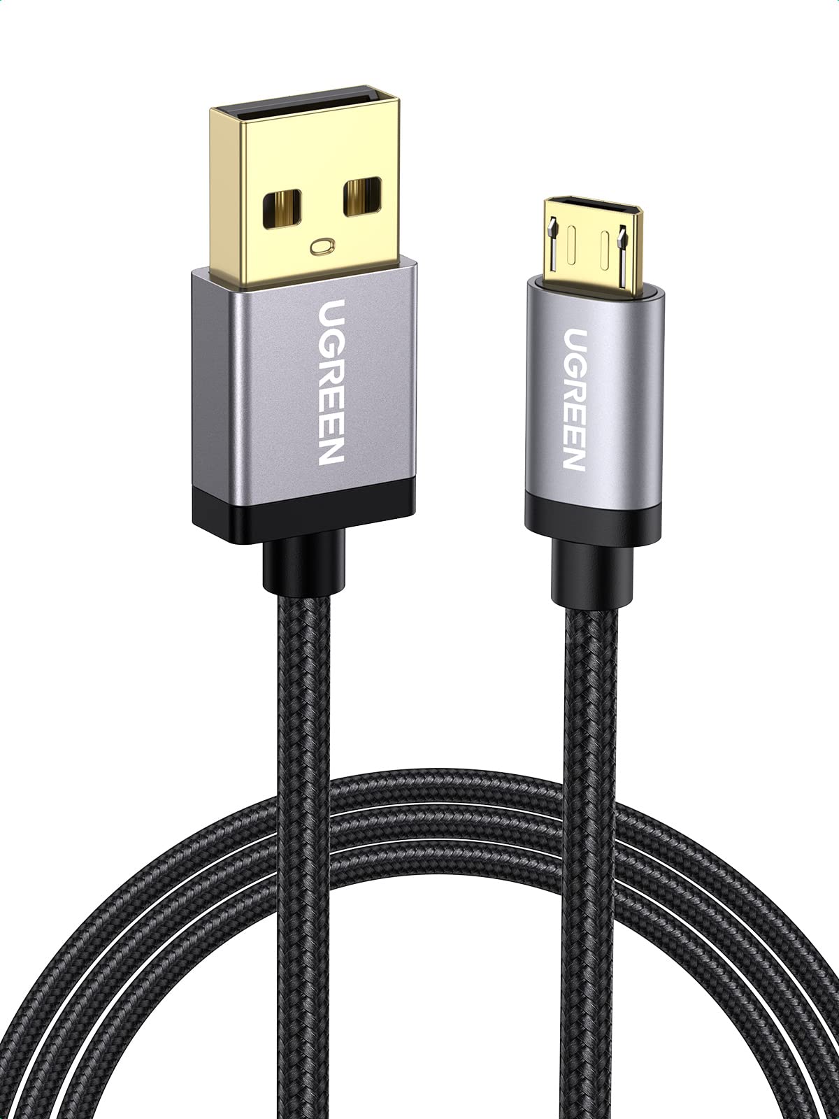 UGREEN Câble USB A vers Micro USB Charge Rapide 18W 3A Nylon Tressé (2M) | Câble Micro USB, Câble Chargeur Compatible avec Galaxy S7 S6 Edge S5 J6 J5 A6 A7 A10 Tab E S2 Xiaomi Note 6 5 Pro 4 3