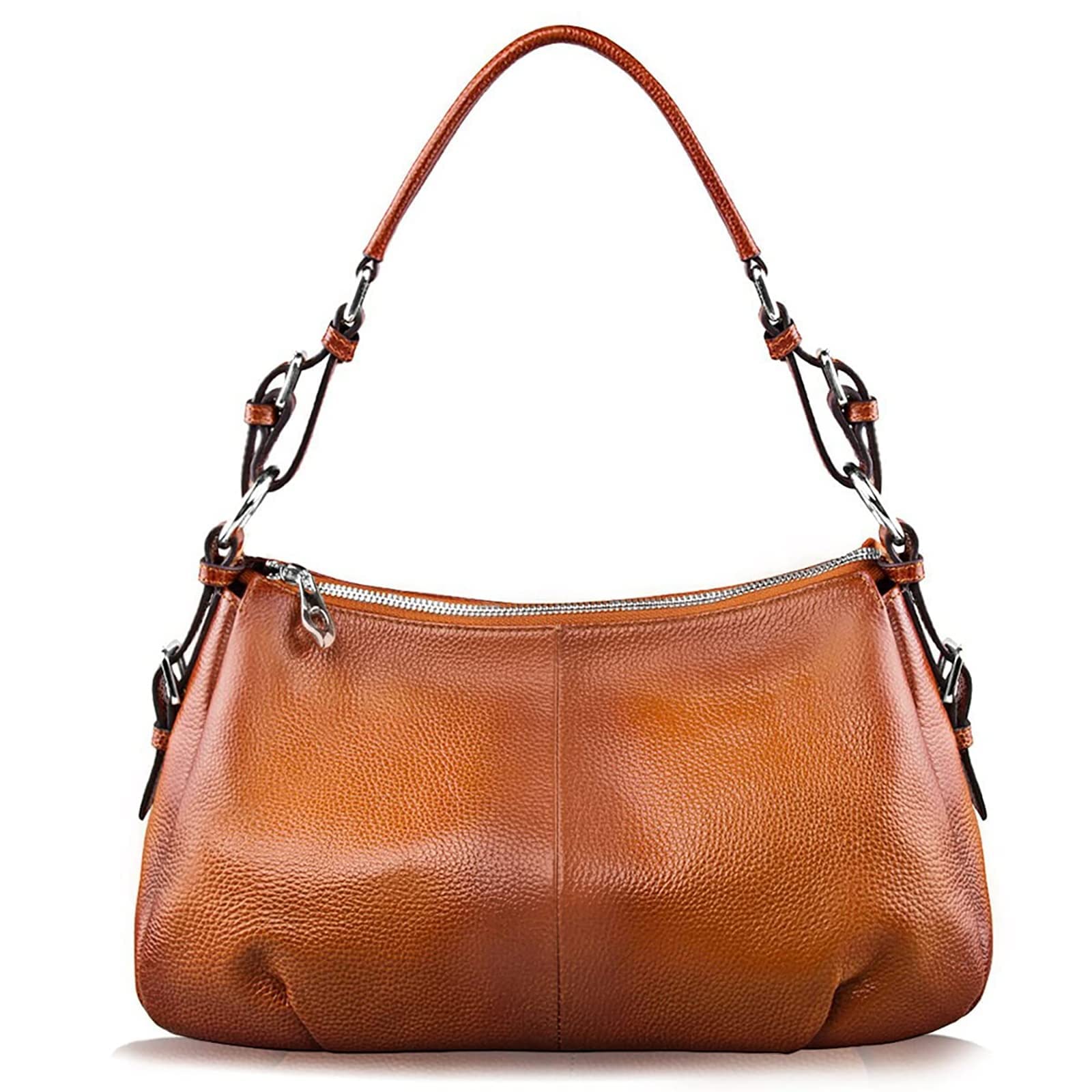 S-ZONE Sac à main Hobo en cuir véritable avec poignée sur le dessus pour femme