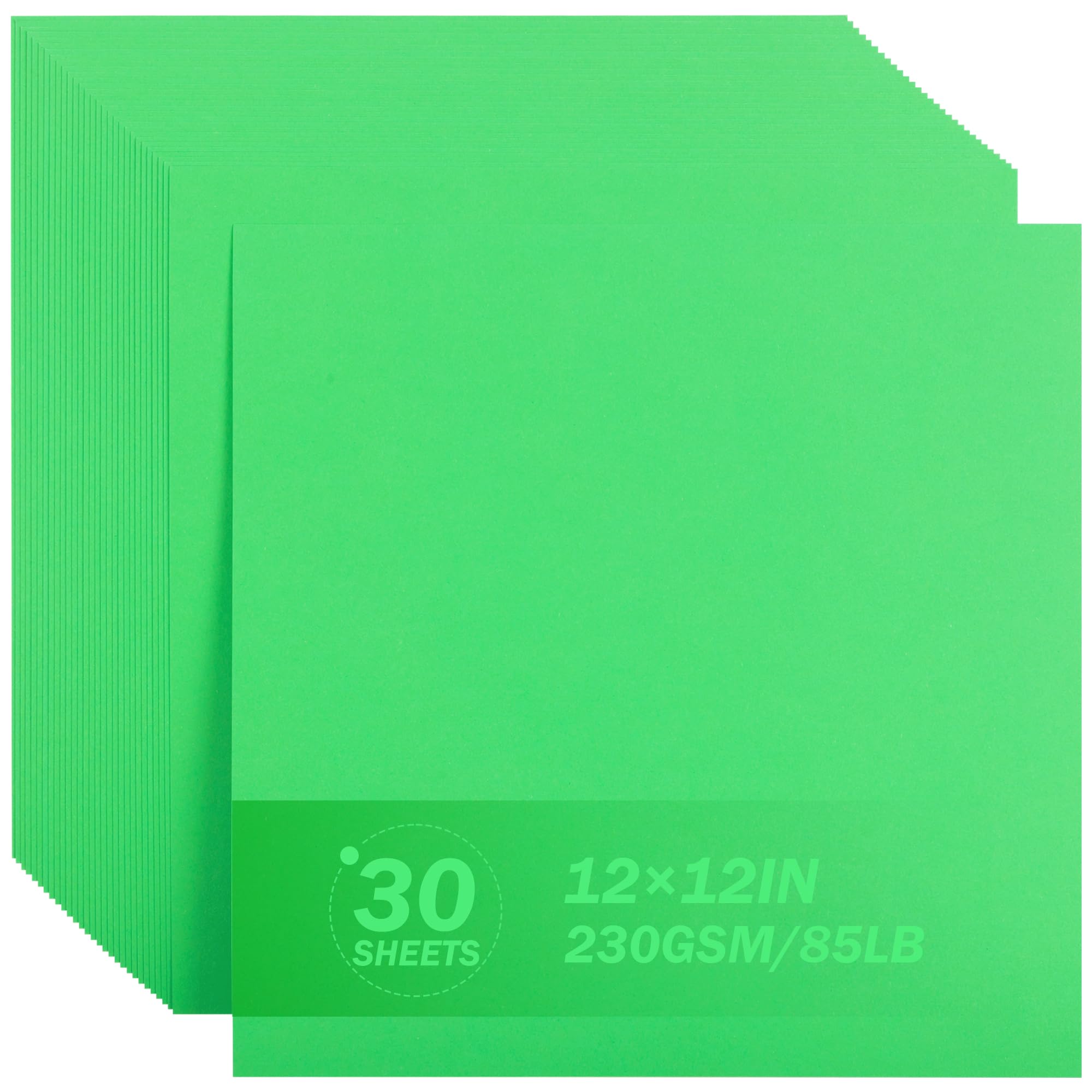 Papier carton Vert Perroquet 12"x12", 30 Feuilles - 230g/m² 85lb papier épais pour scrapbooking, confection de cartes, usage professionnel & projets DIY UAP05PG030