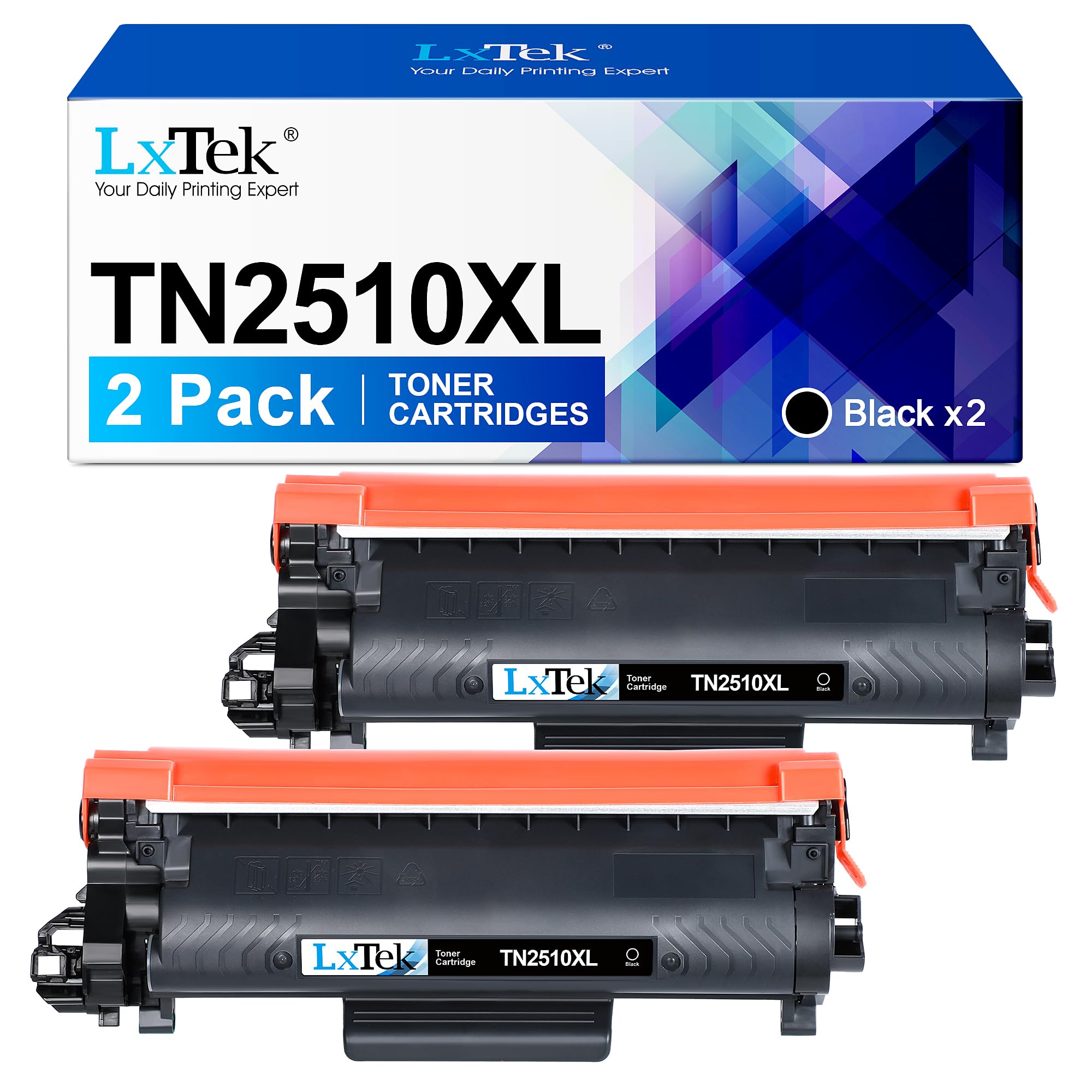 LxTek TN2510XL Compatible pour Brother TN2510 Toner pour DCP-L2627DWE | pour Brother DCP-L2627DWE HL-L2400DWE DCP-L2620DW MFC-L2860DWE MFC-L2800DW DCP-L2660DW MFC-L2827DW (Noir, 2 Pack)