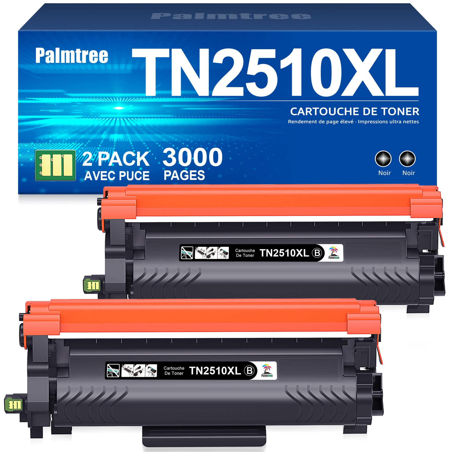 TN2510 TN2510XL TN-2510 2510 XL 2510XL DCP-L2620DW DCP-L2627DWE Toner Noir