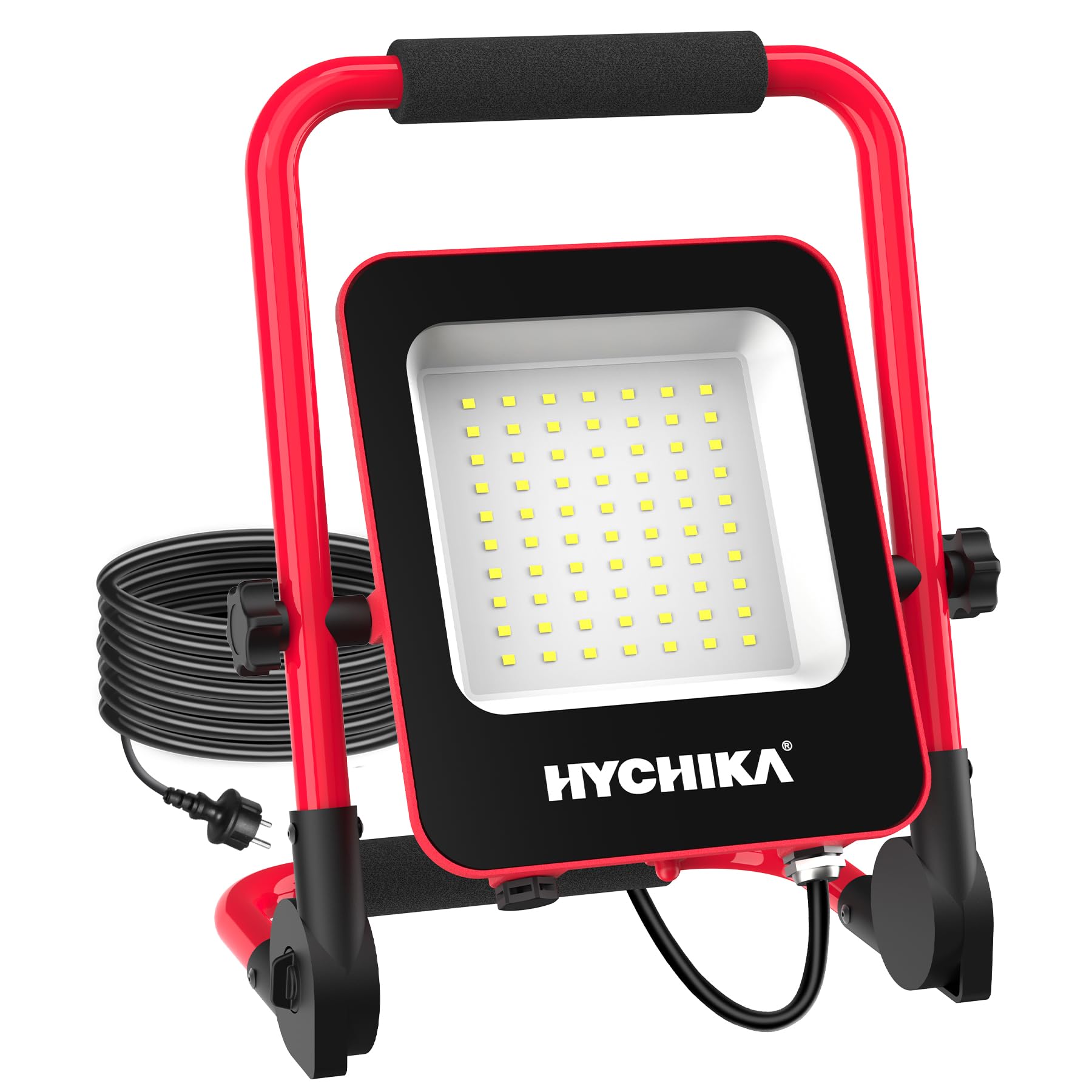 HYCHIKA Projecteur Chantier LED 50 W 5500 lm, 6500 K Lampe de Travail IP65 | Câble de 3 m avec fiche pour une flexibilité maximale. Éclairage LED portable pour ateliers, chantiers et garages