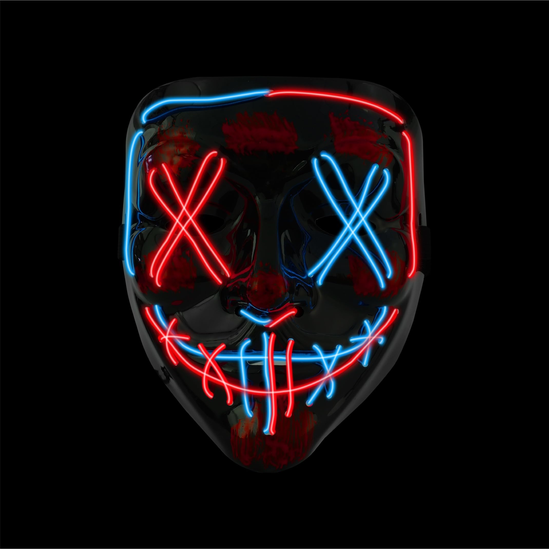Costumed Masque d'Halloween Purge LED – Masque de costume contrôlable pour Halloween, carnaval et carnaval comme costume et déguisement pour homme et femme (choix de couleurs)