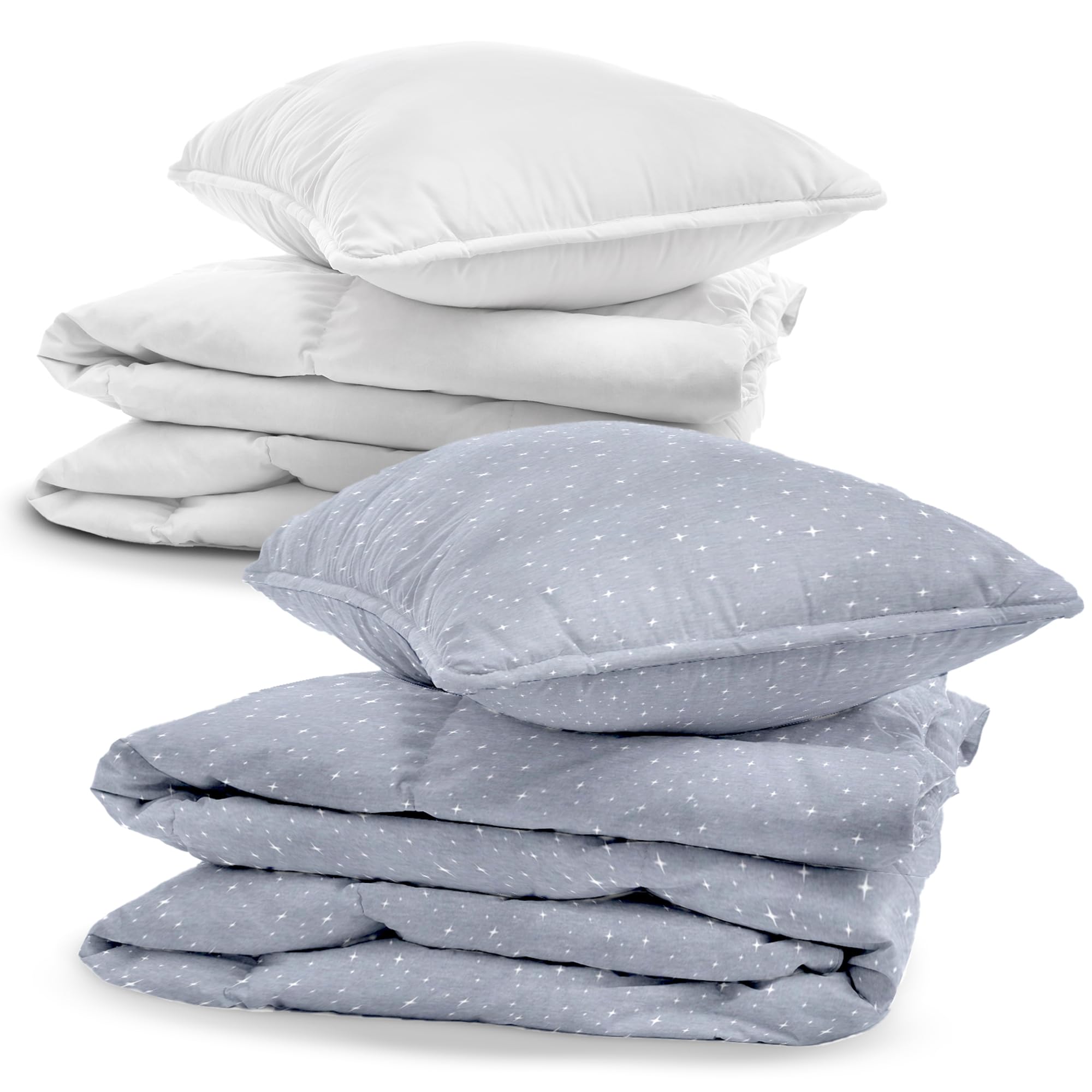 Linge de Lit Bébé Set Complet avec Couette et Oreiller 90x120 cm | Taie d'Oreiller 40x60 coton fermeture éclair certifié Oeko-Tex pour garçon fille enfant bébé Galaxie