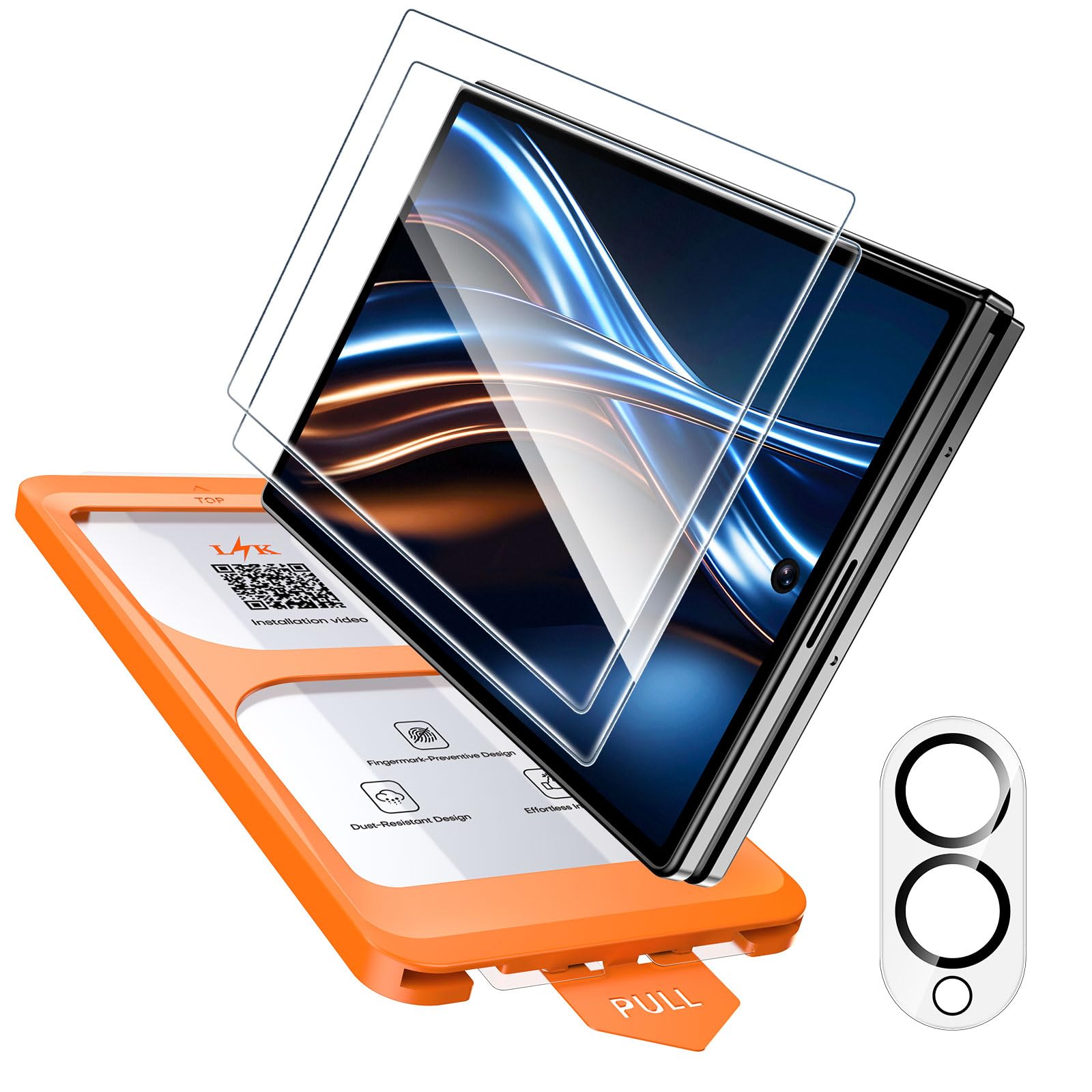 LϟK Lot de 2 Verre Trempé pour Samsung Galaxy Z Fold 8 | Avec Protection de Caméra,Outil d'Installation Facile,Dépoussiérage Automatique,Résistant aux Rayures