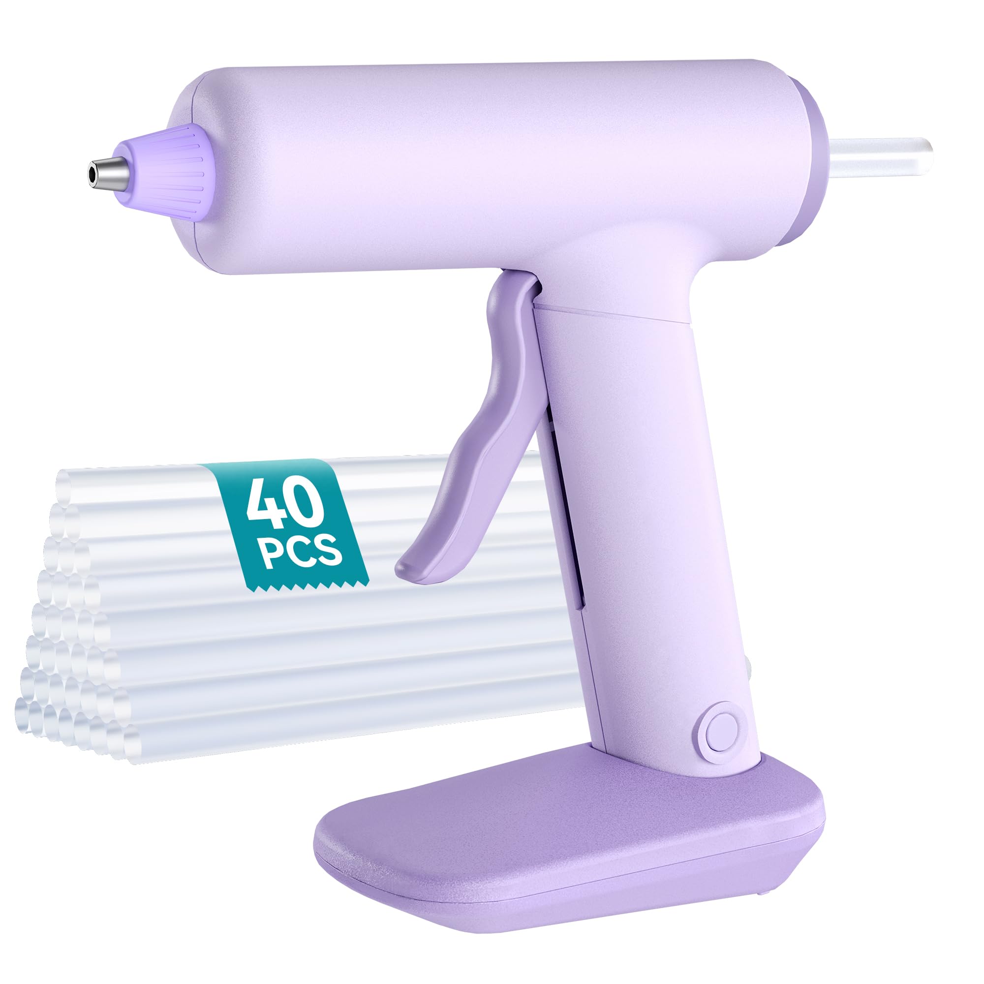 HHYSSG Pistolet à colle chaude sans fil, Violet | Comprend une batterie de 2 600 mAh, un câble de recharge USB et 30 bâtons de colle de 7 mm