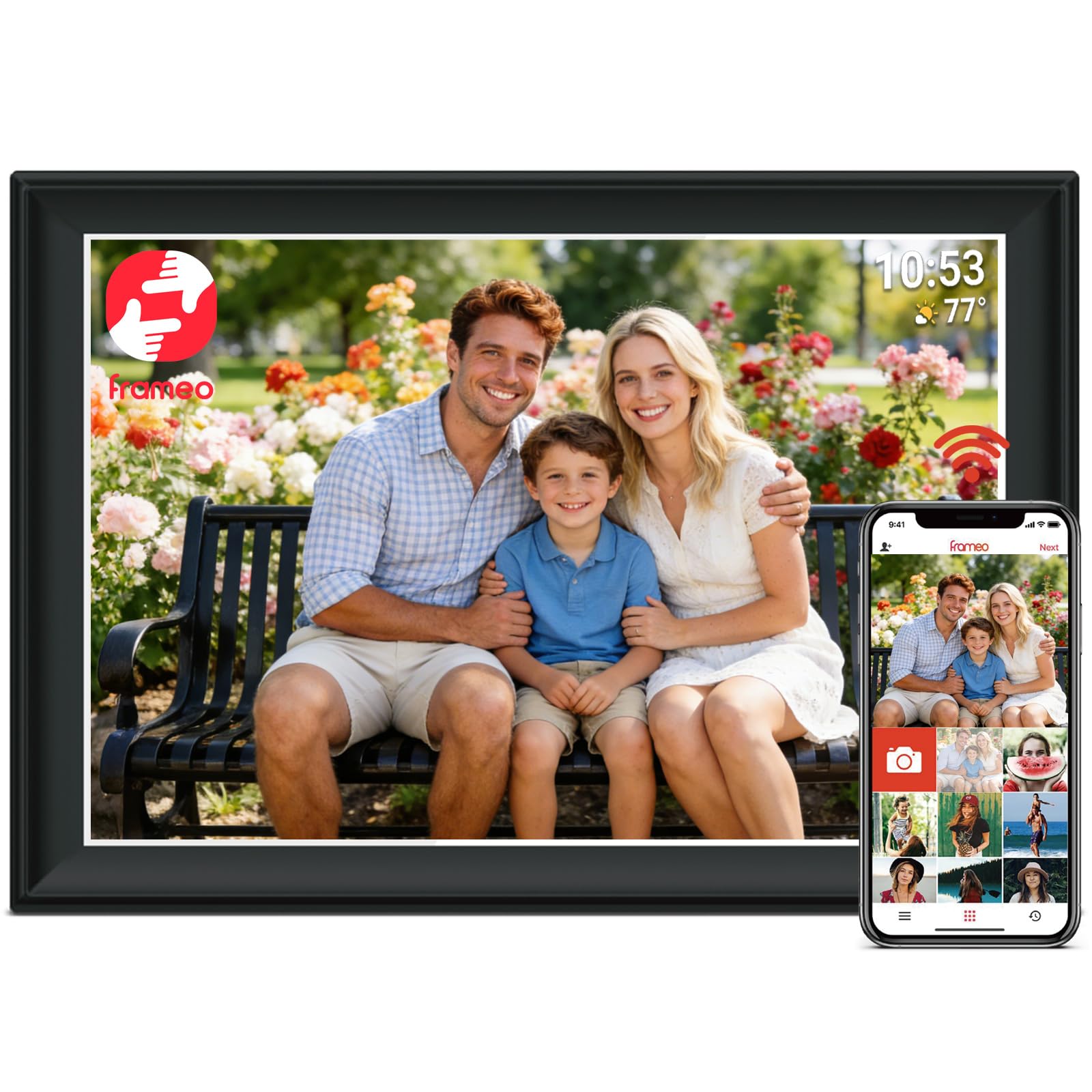 Frameo Cadre Photo numérique 11" 64 Go WiFi Smart 1920 x 1280 FHD Écran Tactile IPS Rotation Automatique Prise en Charge de la Carte SD sur clé USB 2,4/5 GHz Contrôle par Application Frameo Idéal