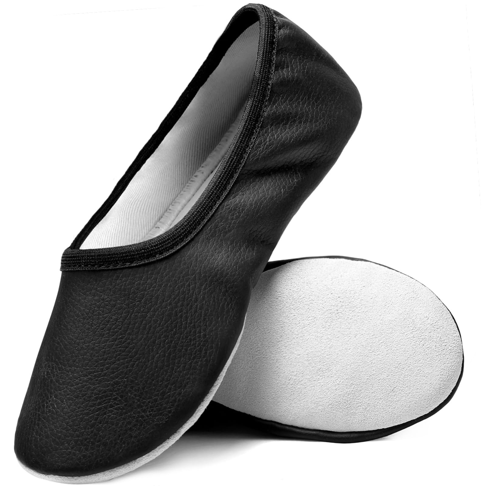 Growmax Chaussons de gymnastique en cuir souple pour filles et garçons - Semelles en cuir de vachette - Chaussons pour enfants - Coutures stables