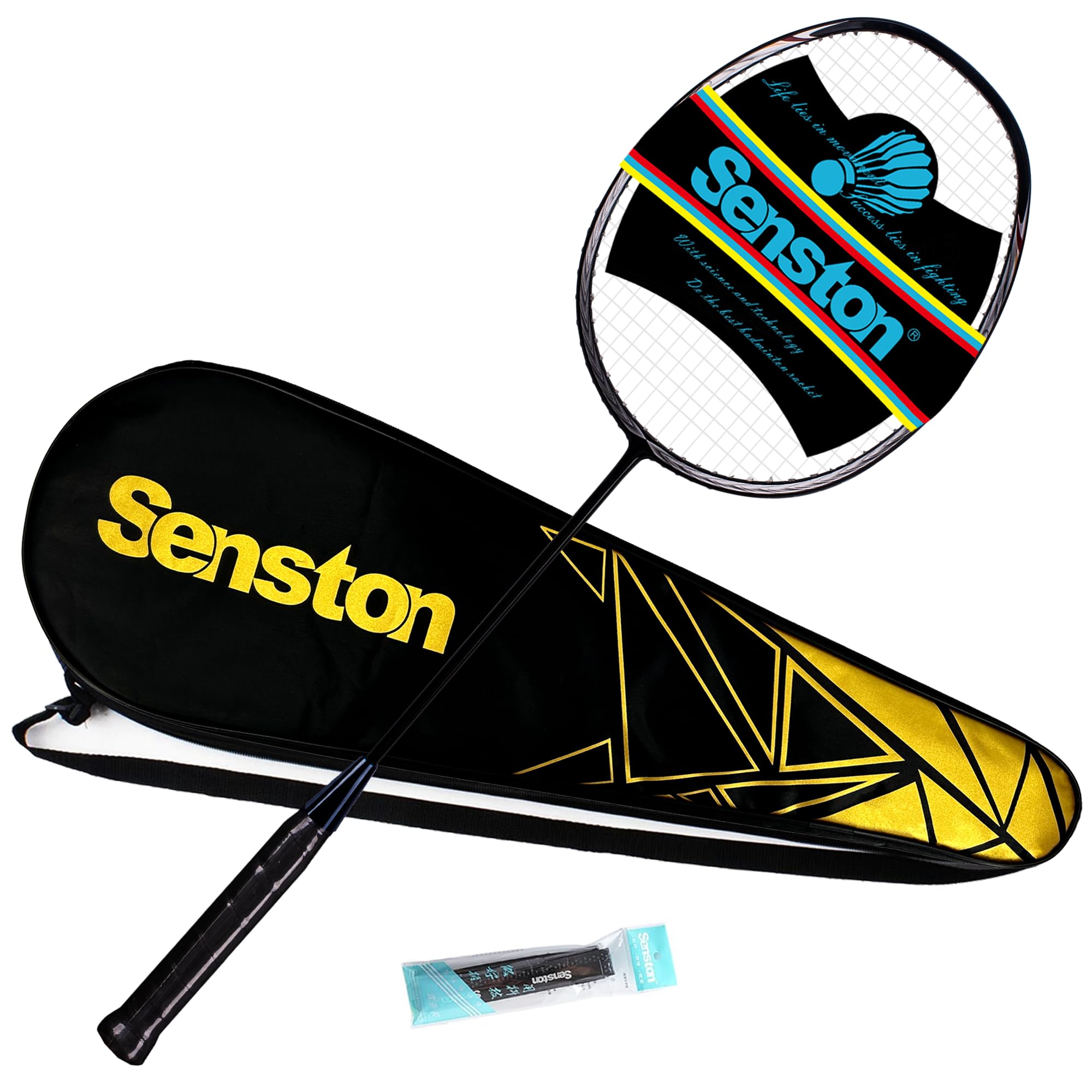 Senston Raquette Badminton Carbone Complet Unisexe débutants confirmés | Stable, t-joint intégré, grande zone frappe, design animal unique, entraînement compétition