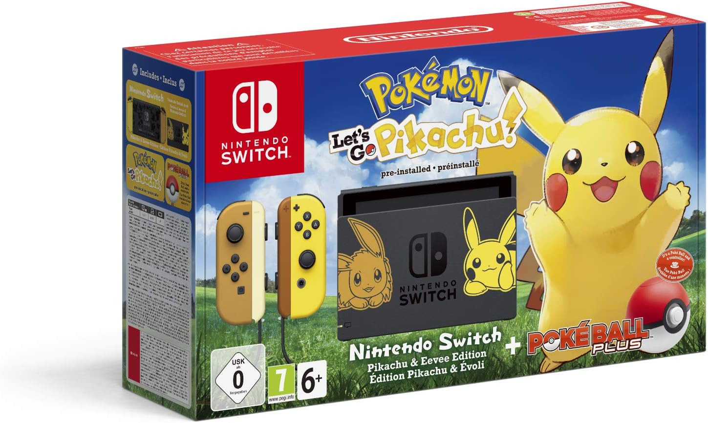 Nintendo Switch Pikachu & Évoli + Pokémon: Let's Go, Pikachu! + Pokéball Plus