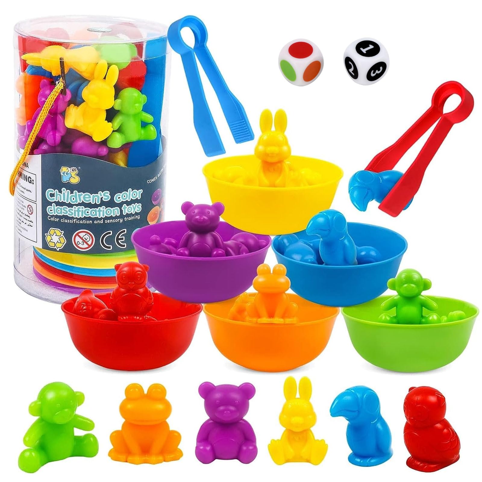vvhippo Jeux Montessori 2 3 4 5 Ans, Jouet pour Comptage | et Tri Jeu Educatif Motricité Fine Apprendre Les Couleurs Compter Jouet Enfants Jeu Montessori 3 Ans Plus